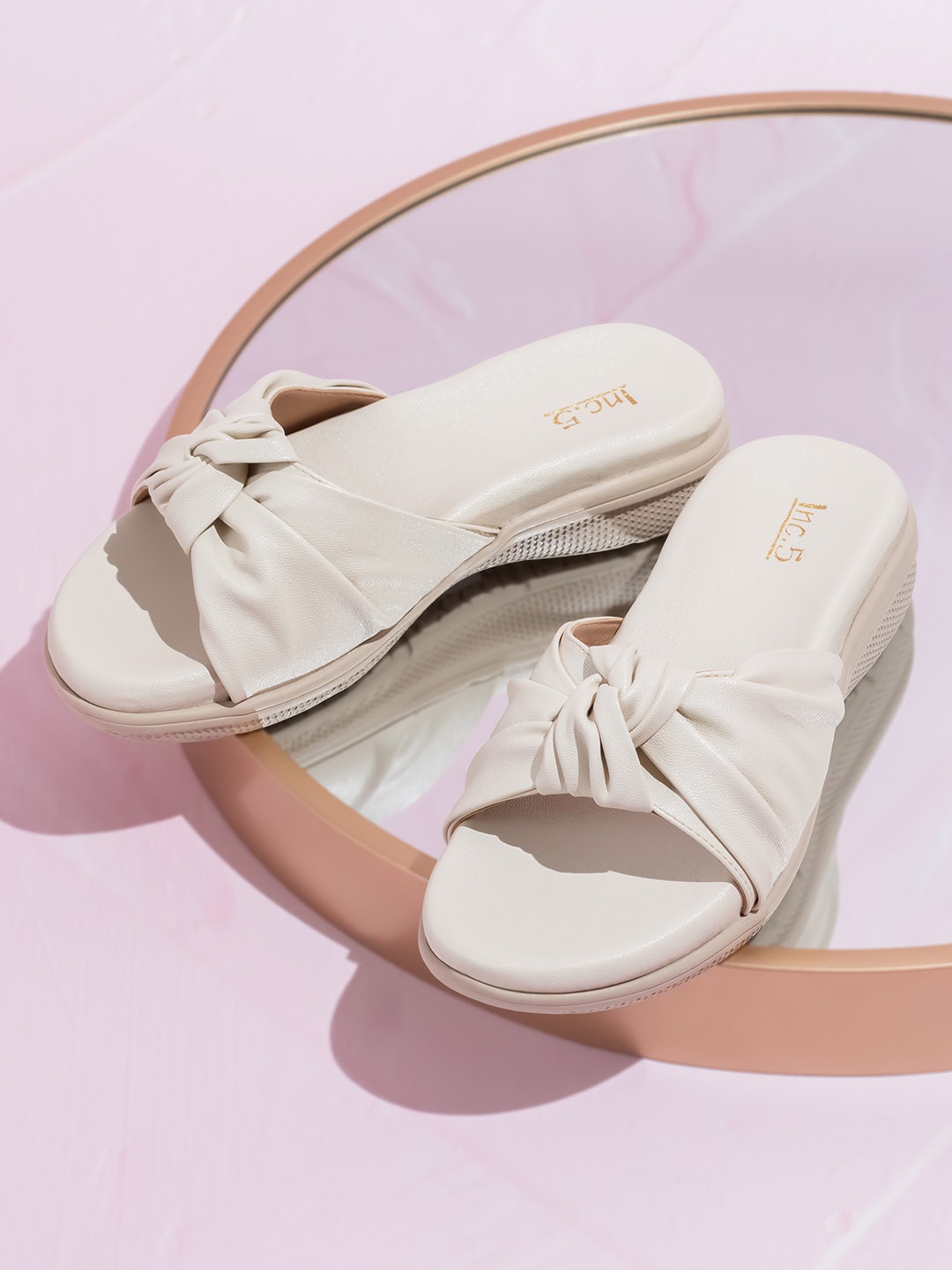 

Inc 5 Women Open Toe Knot Detail Comfort Sandals, Beige