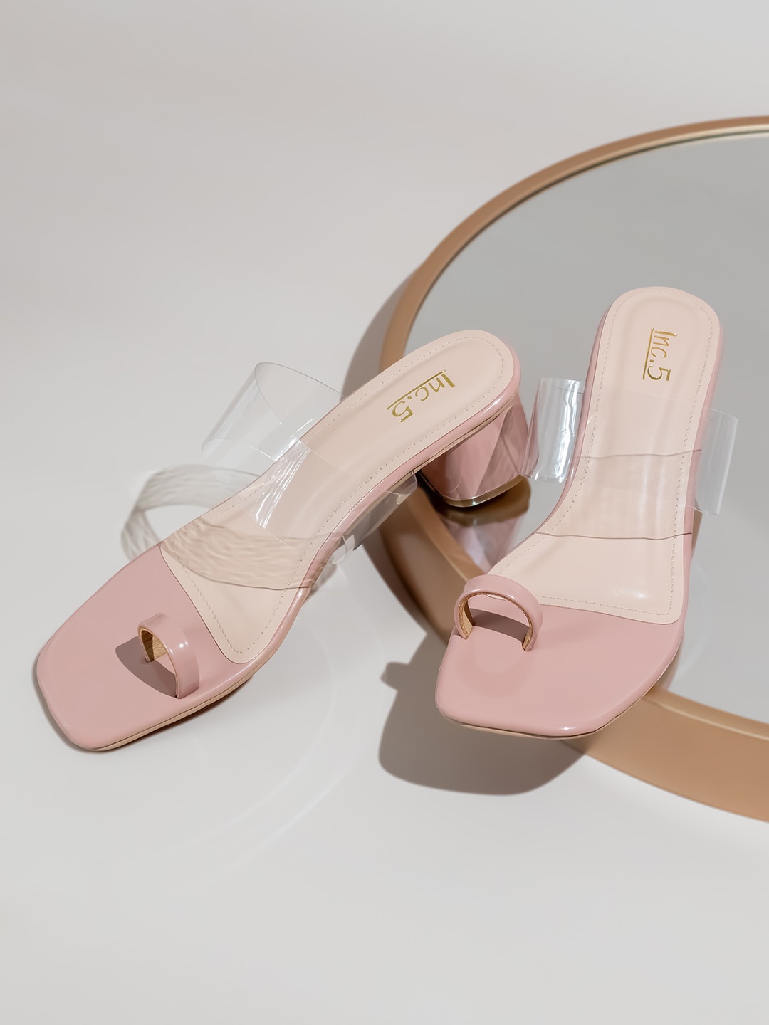 

Inc 5 Women One Toe Block Heel Sandals, Peach