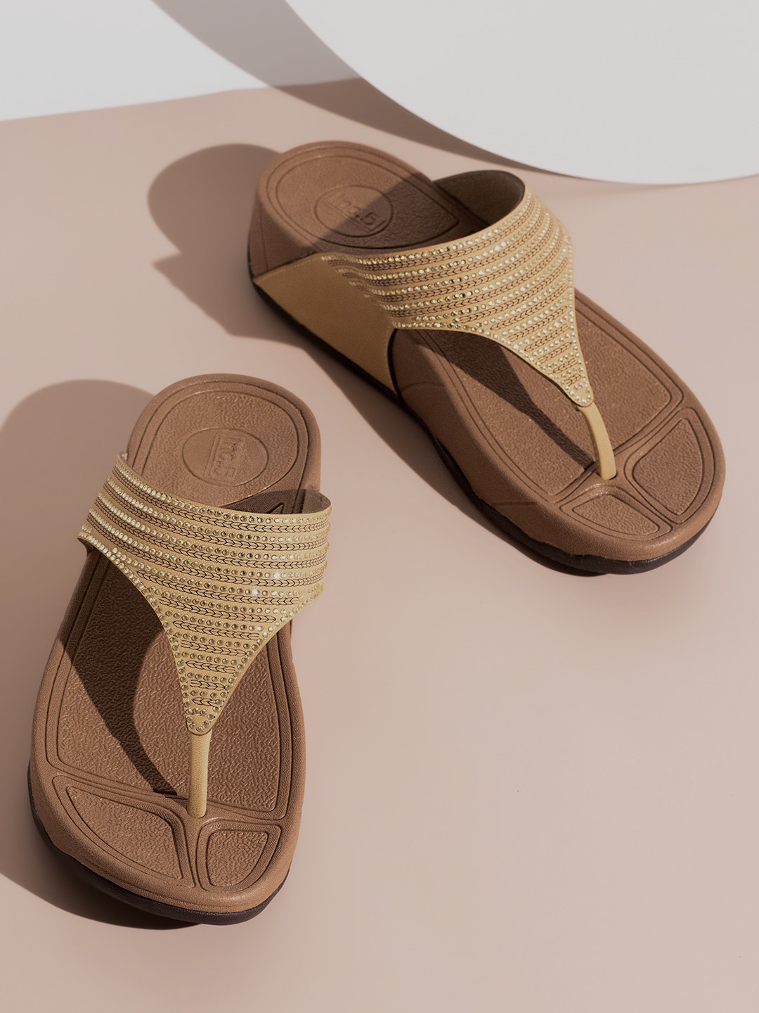 

Inc 5 Women Embellished Open Toe Comfort Sandals, Beige