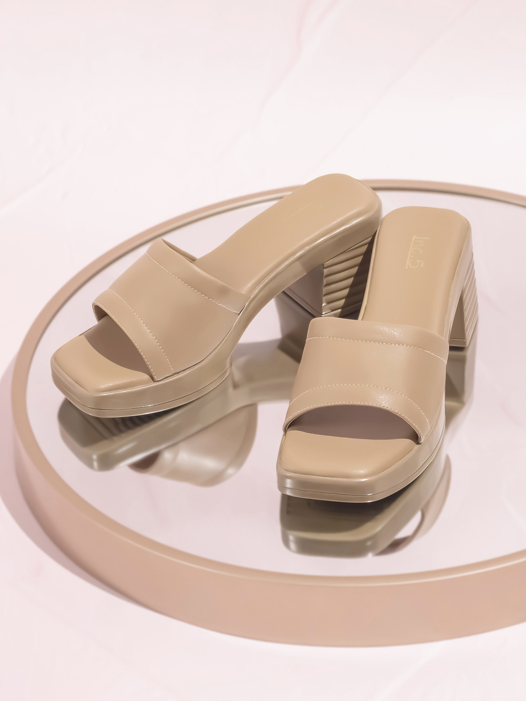 

Inc 5 Women Open Toe Block Heel Sandals, Beige
