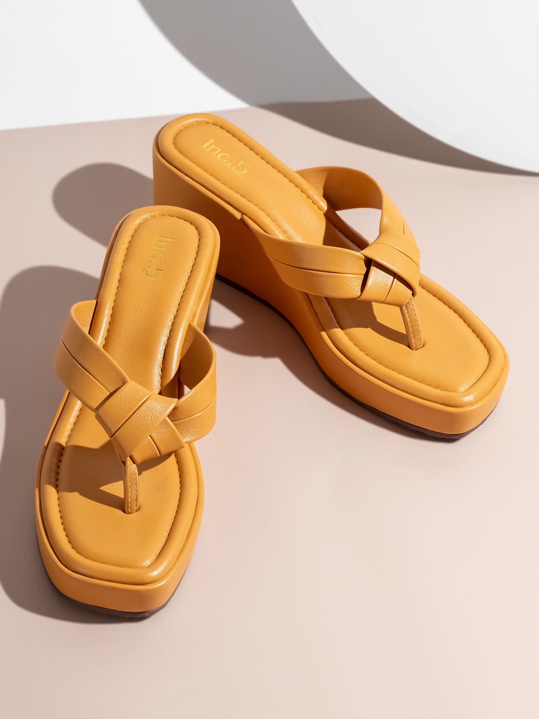 

Inc 5 Women Open Toe Wedge Sandals, Mustard