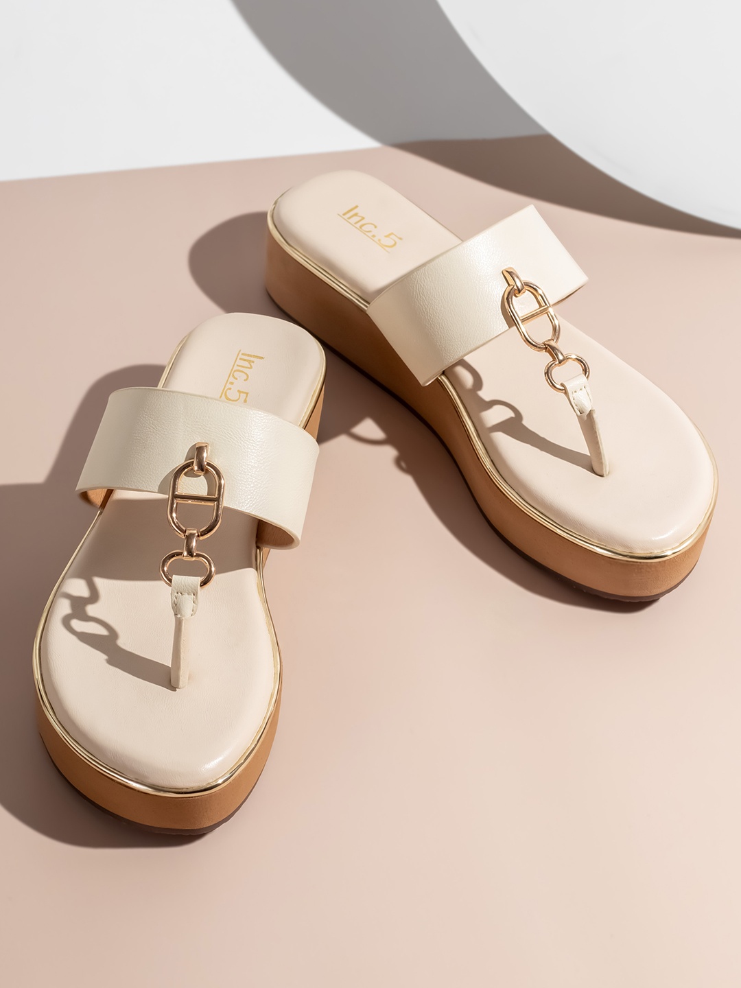 

Inc 5 Women Open Toe Flatform Heel Sandals, Cream