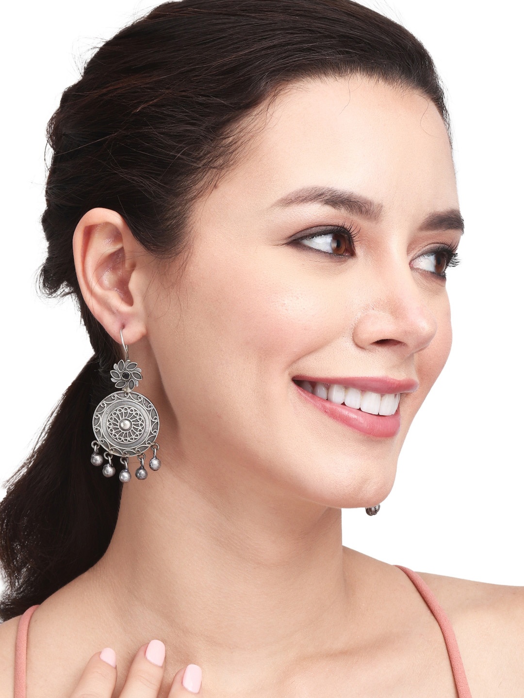

Anvik Circular Drop Earrings, Silver