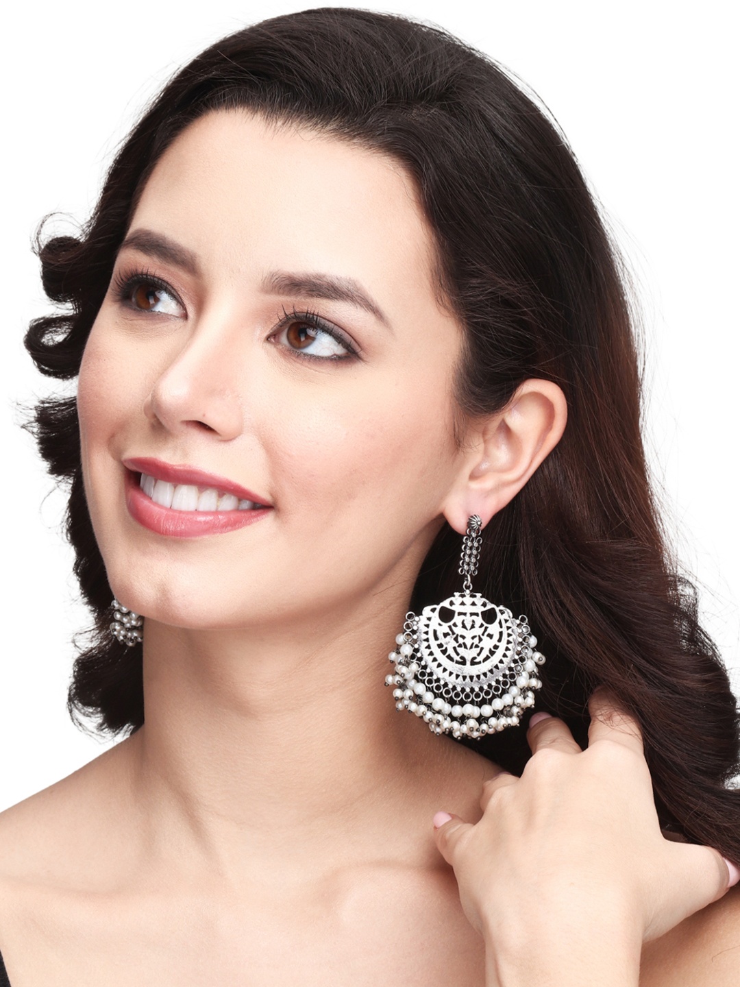 

Anvik Contemporary Chandbalis Earrings, Silver