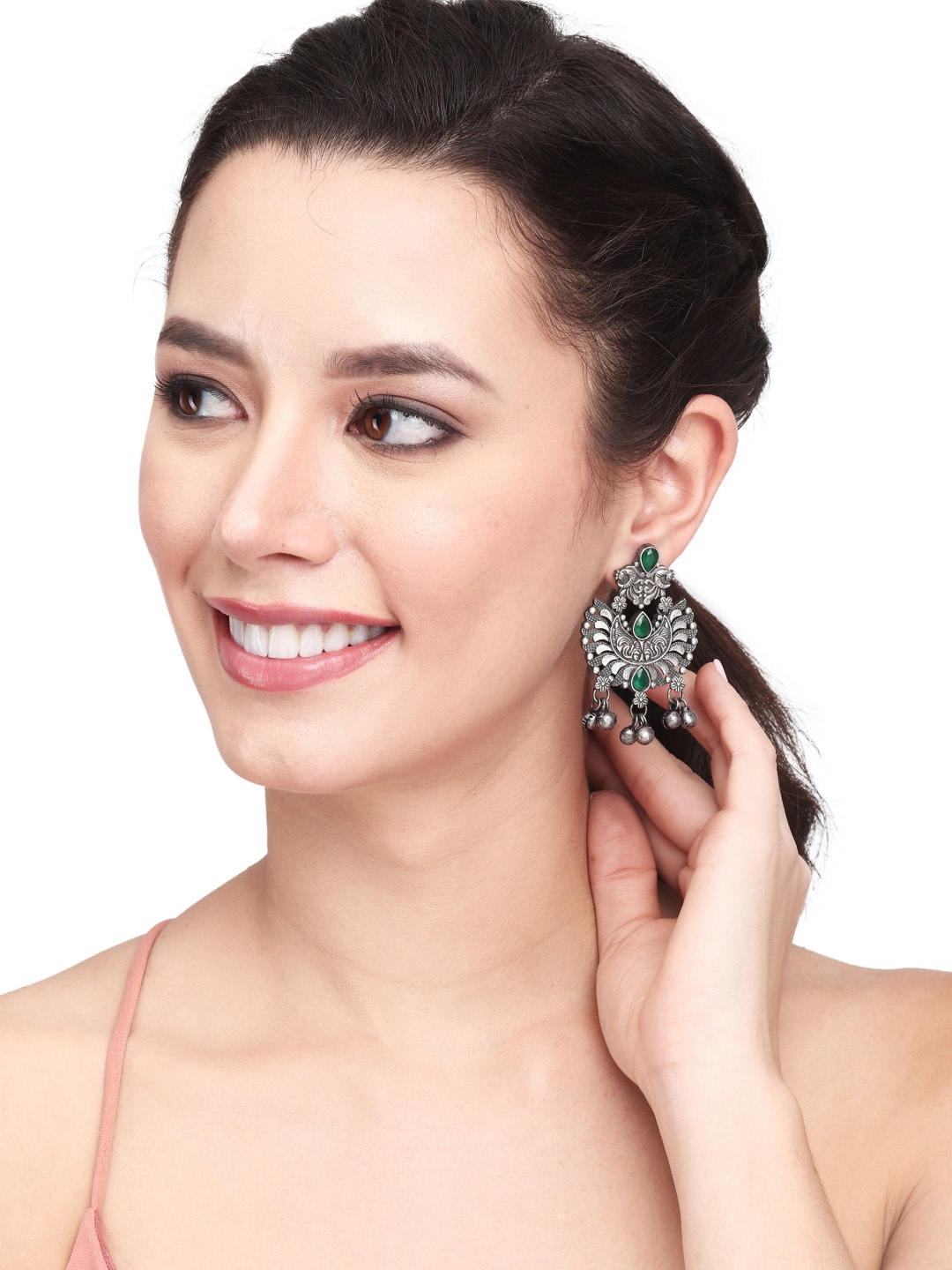 Anvik Contemporary Chandbalis Earrings, Silver