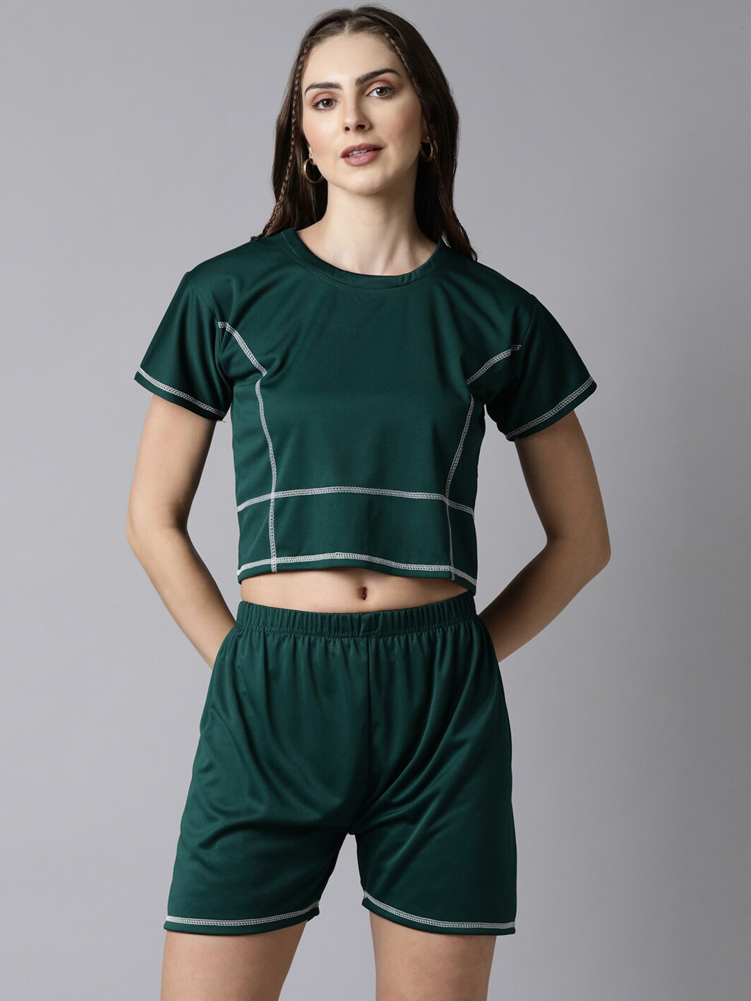 

Bailey sells Short Sleeved Crop Top With Shorts Co-Ords, Green