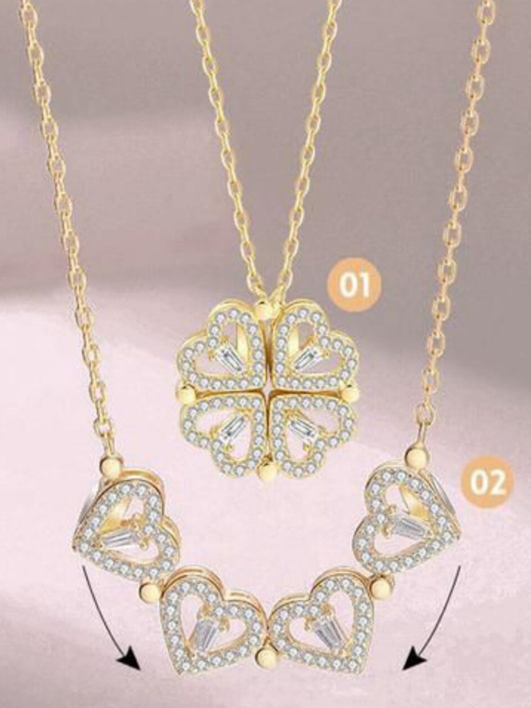 

Vighnaharta Brass Rhodium-Plated Cubic Zirconia Necklace, Gold