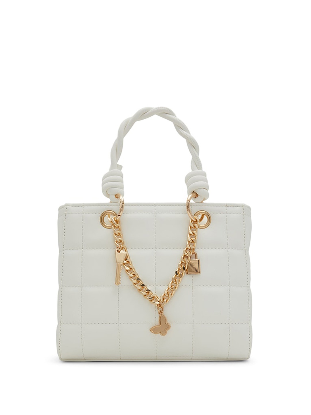 

Call It Spring Textured Structured Handheld Bag with Quilted, White