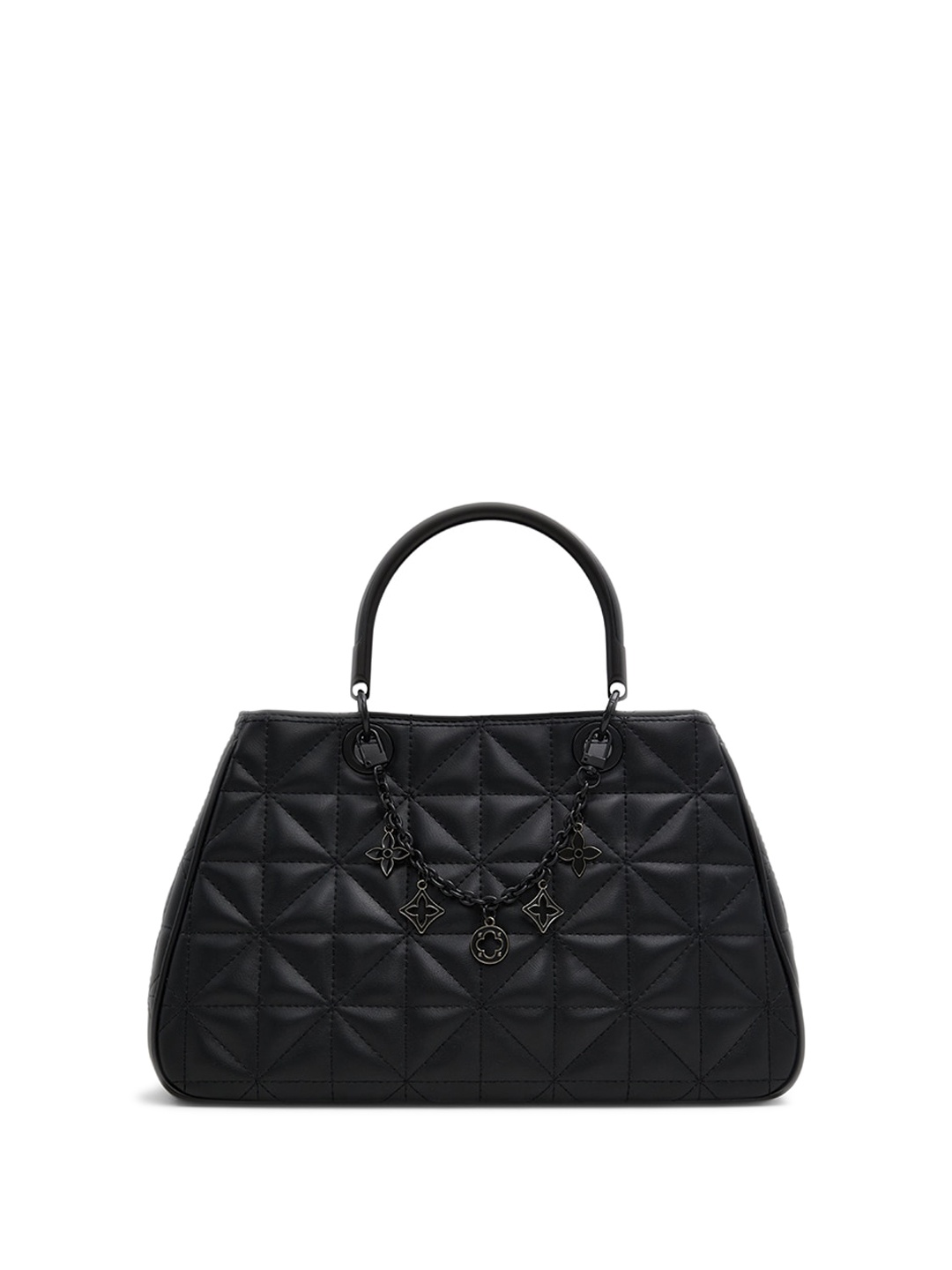 

Call It Spring Textured Structured Satchel with Quilted, Black