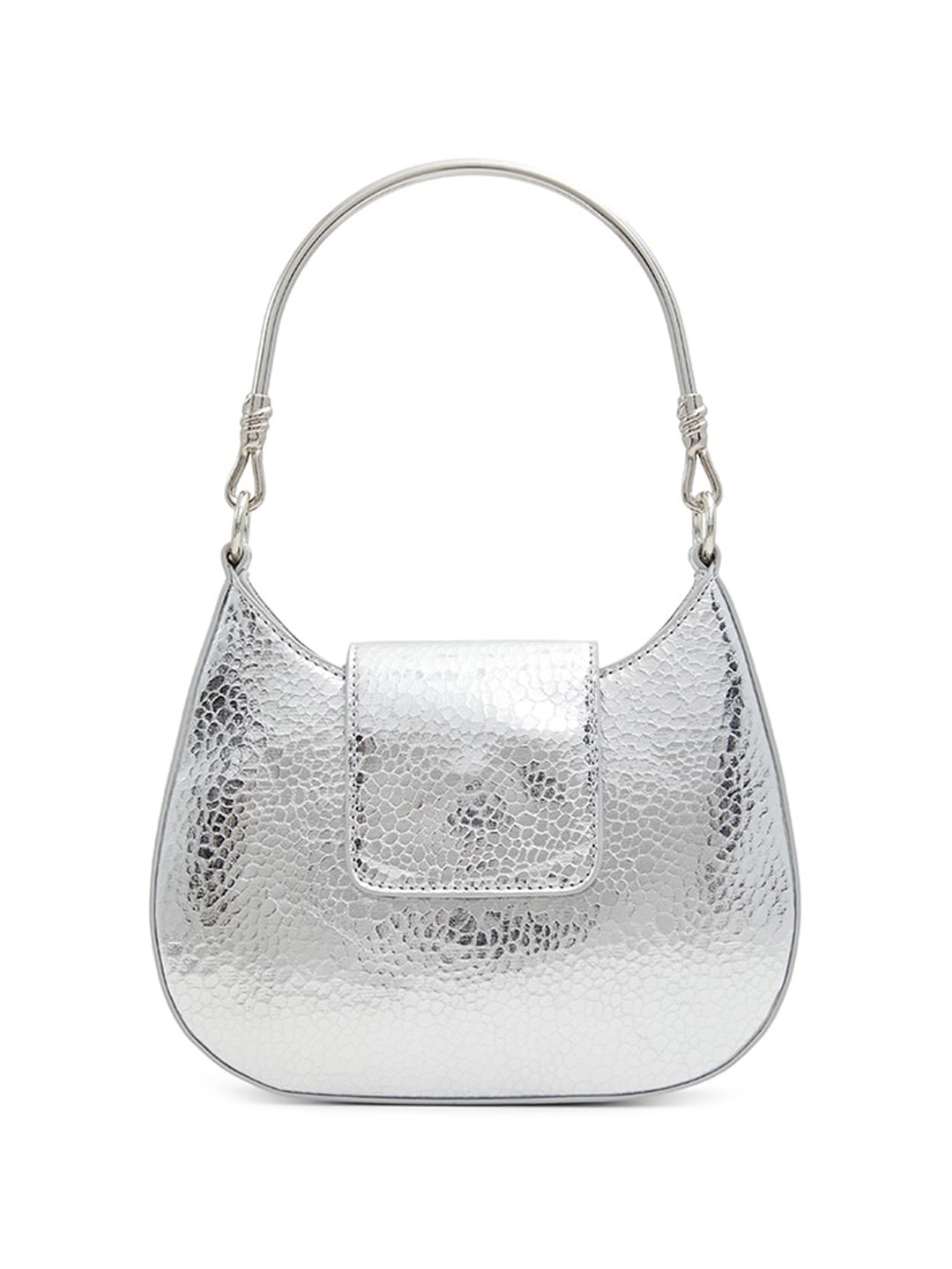 

Call It Spring Structured Handheld Bag with Cut Work, Silver