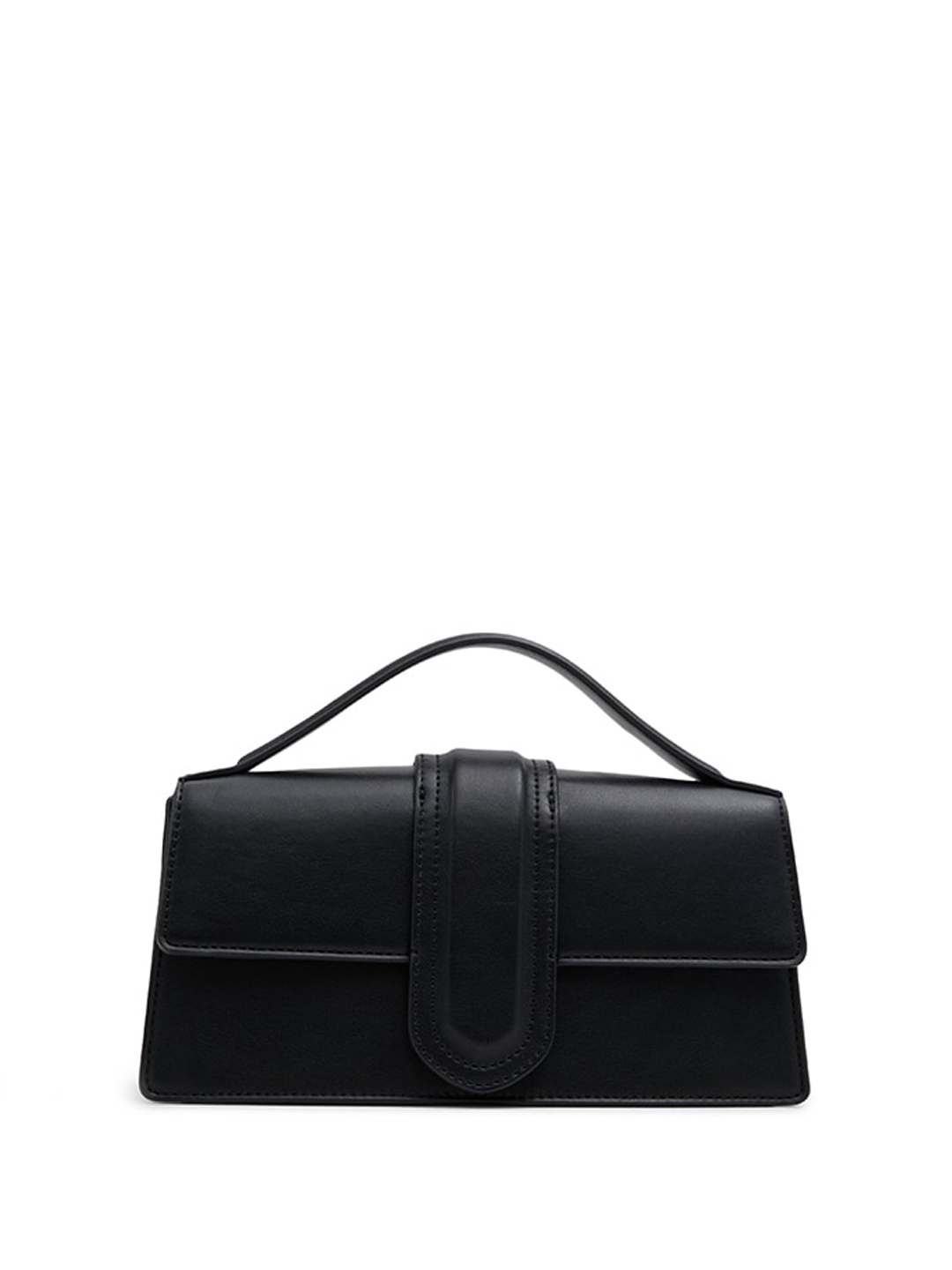 

Call It Spring Textured Structured Handheld Bag with Cut Work, Black