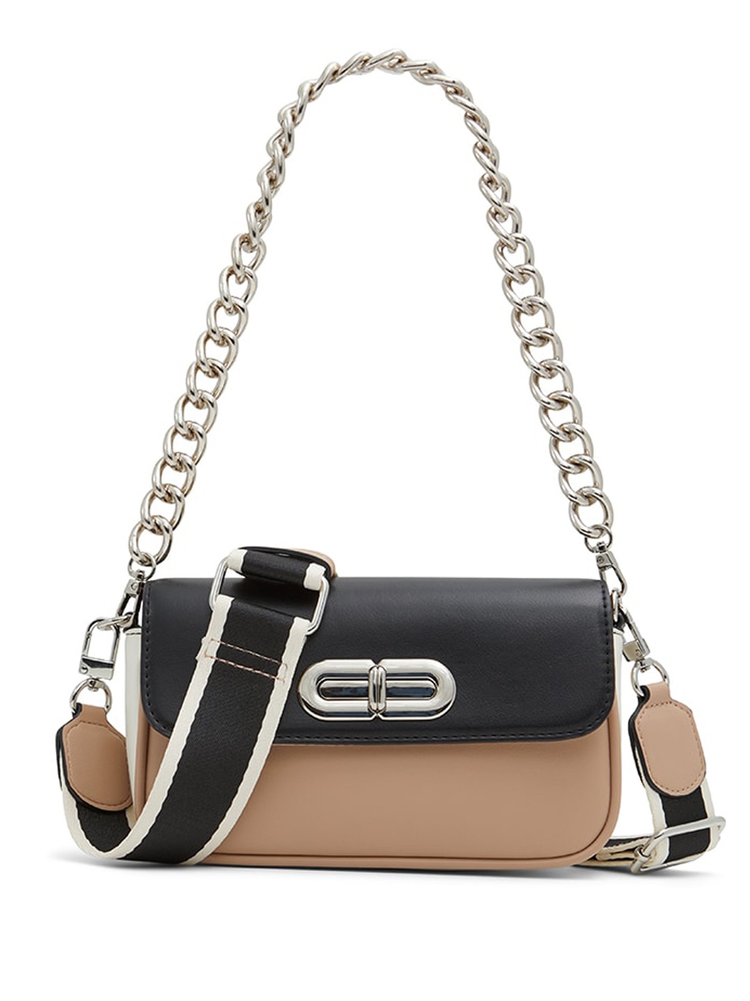 

Call It Spring Colourblocked Structured Sling Bag, Off white