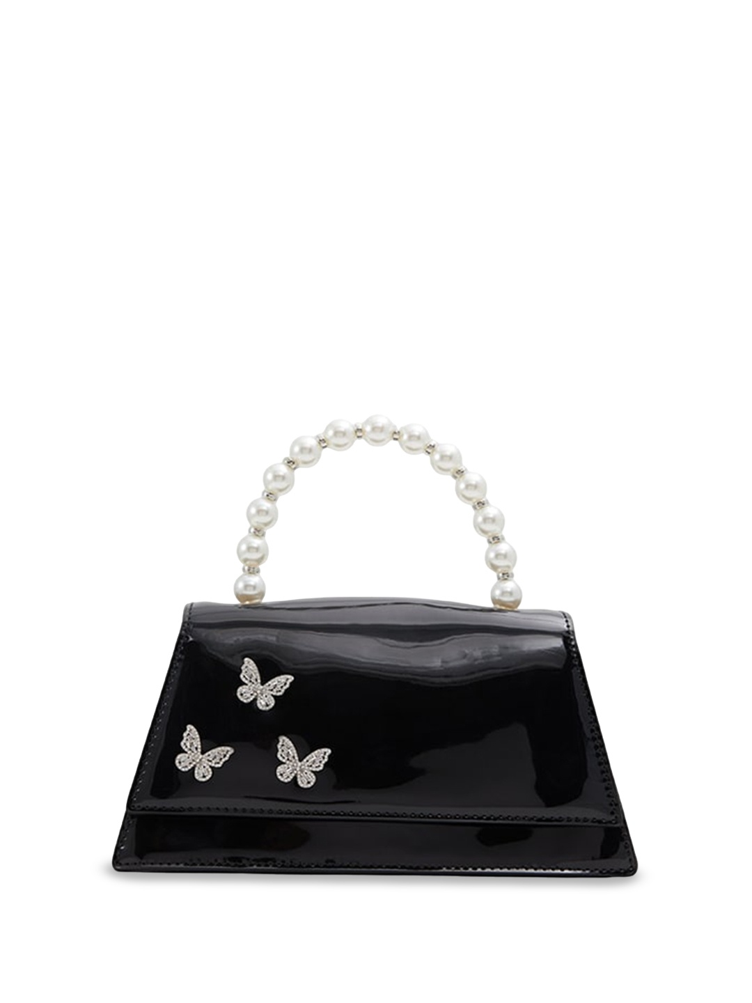 

Call It Spring Textured Structured Handheld Bag with Bow Detail, Black