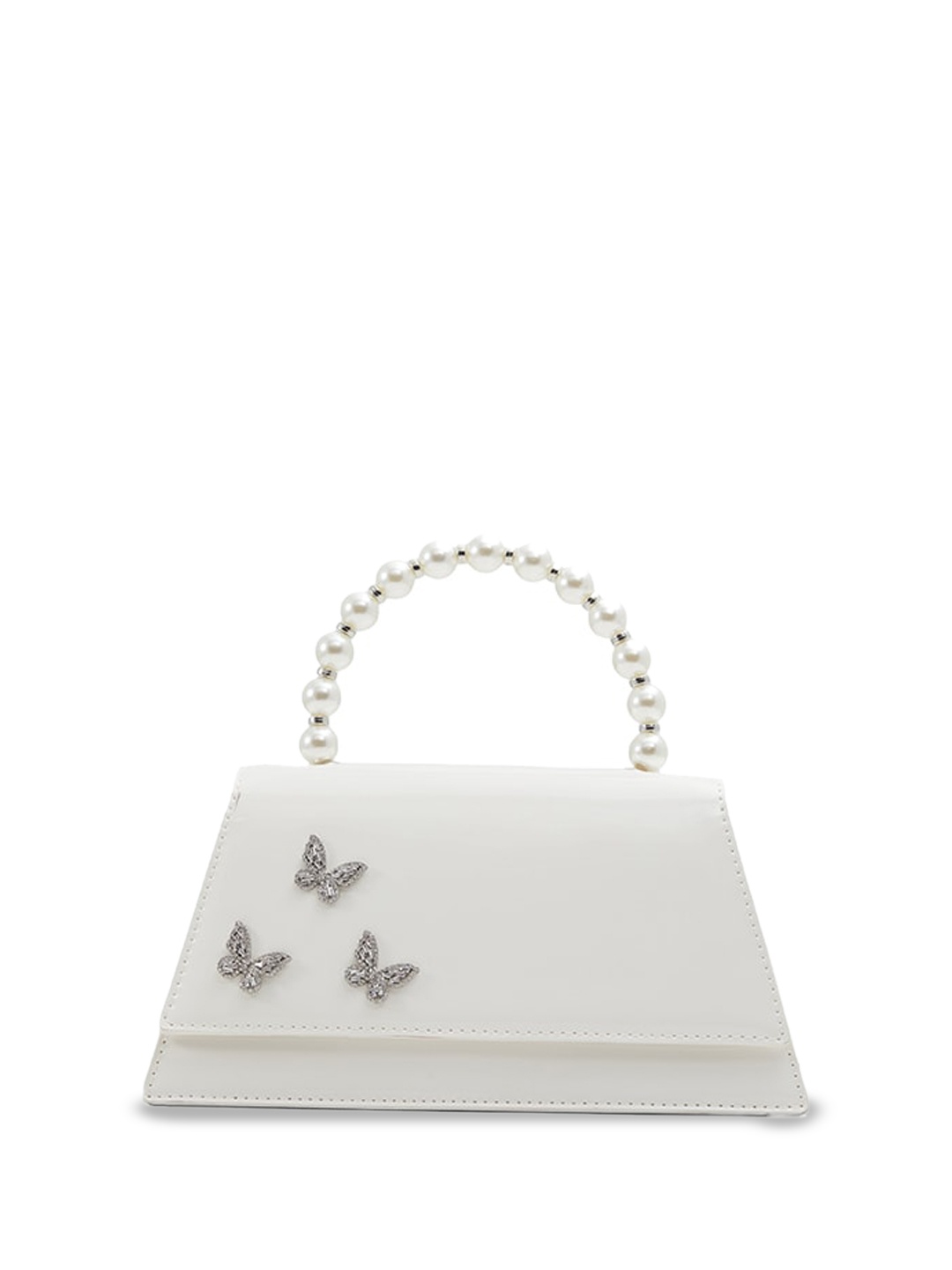 

Call It Spring Embellished Structured Handheld Bag with Bow Detail, White
