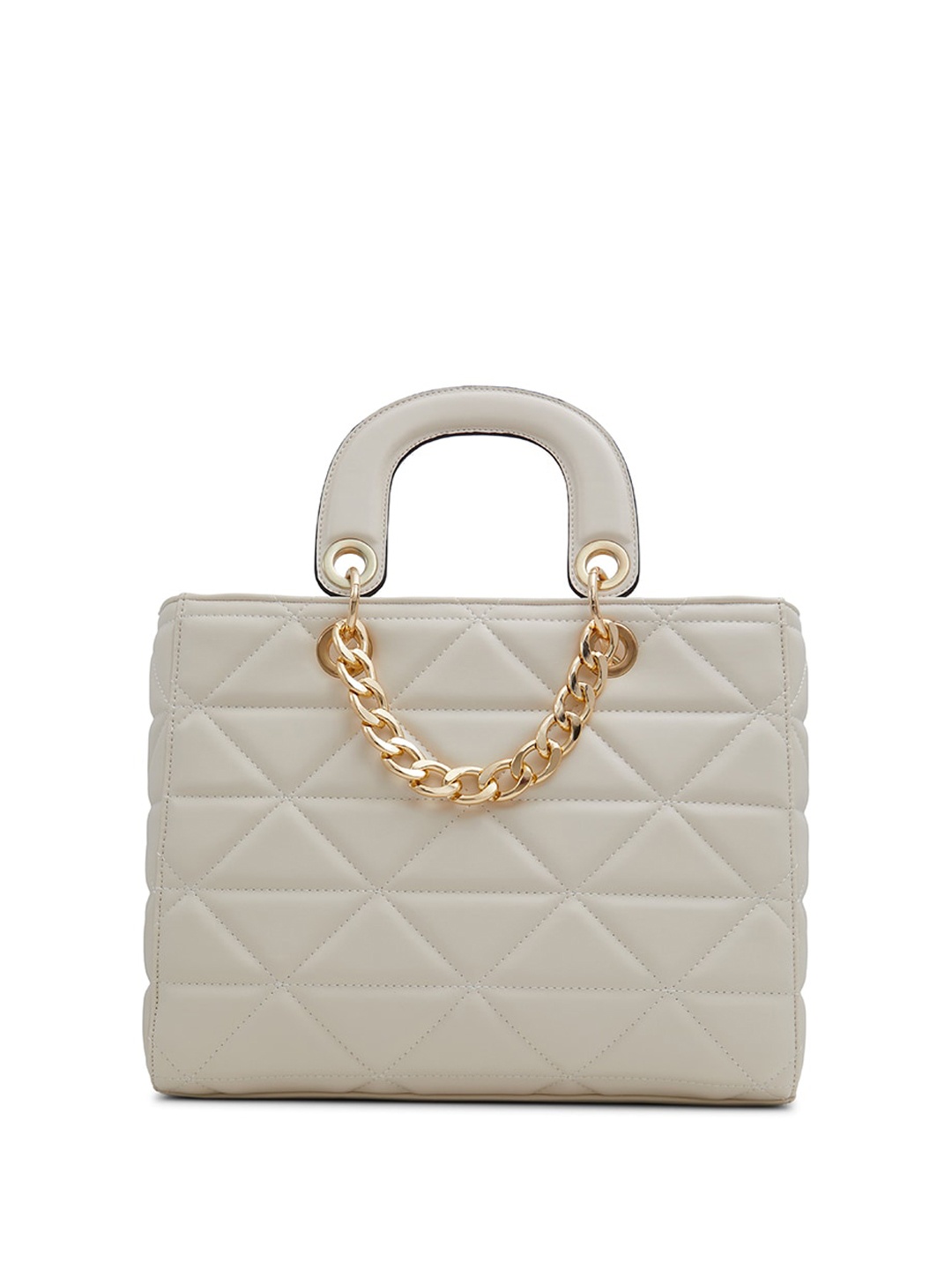 

Call It Spring Textured Structured Handheld Bag with Quilted, Off white