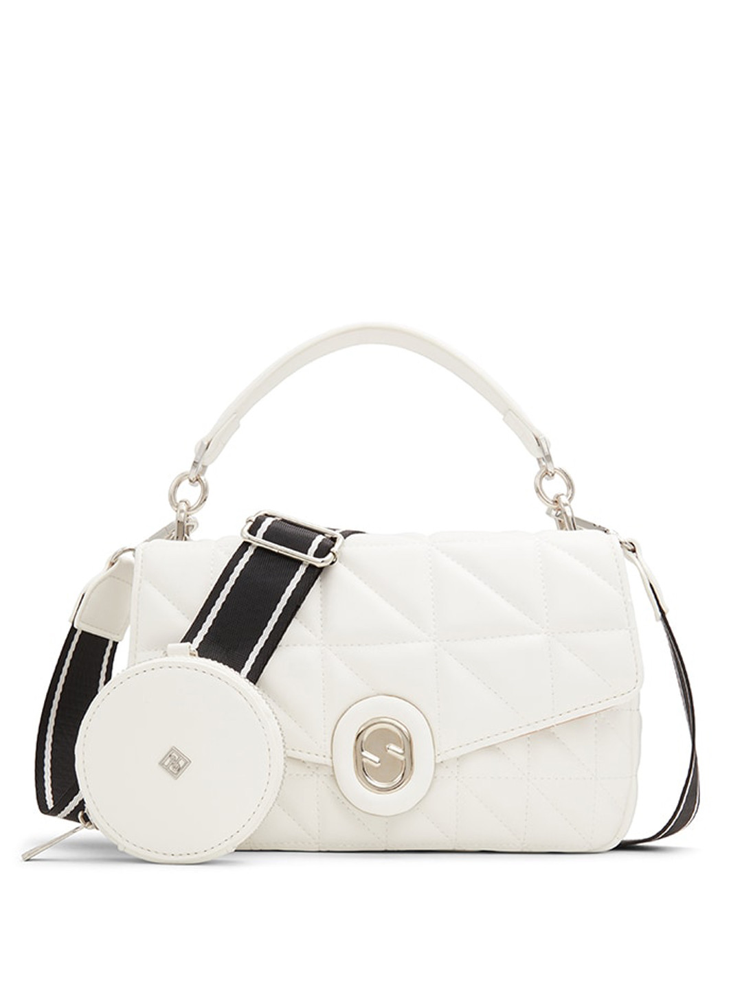 

Call It Spring Textured Bowling Handheld Bag with Quilted, White