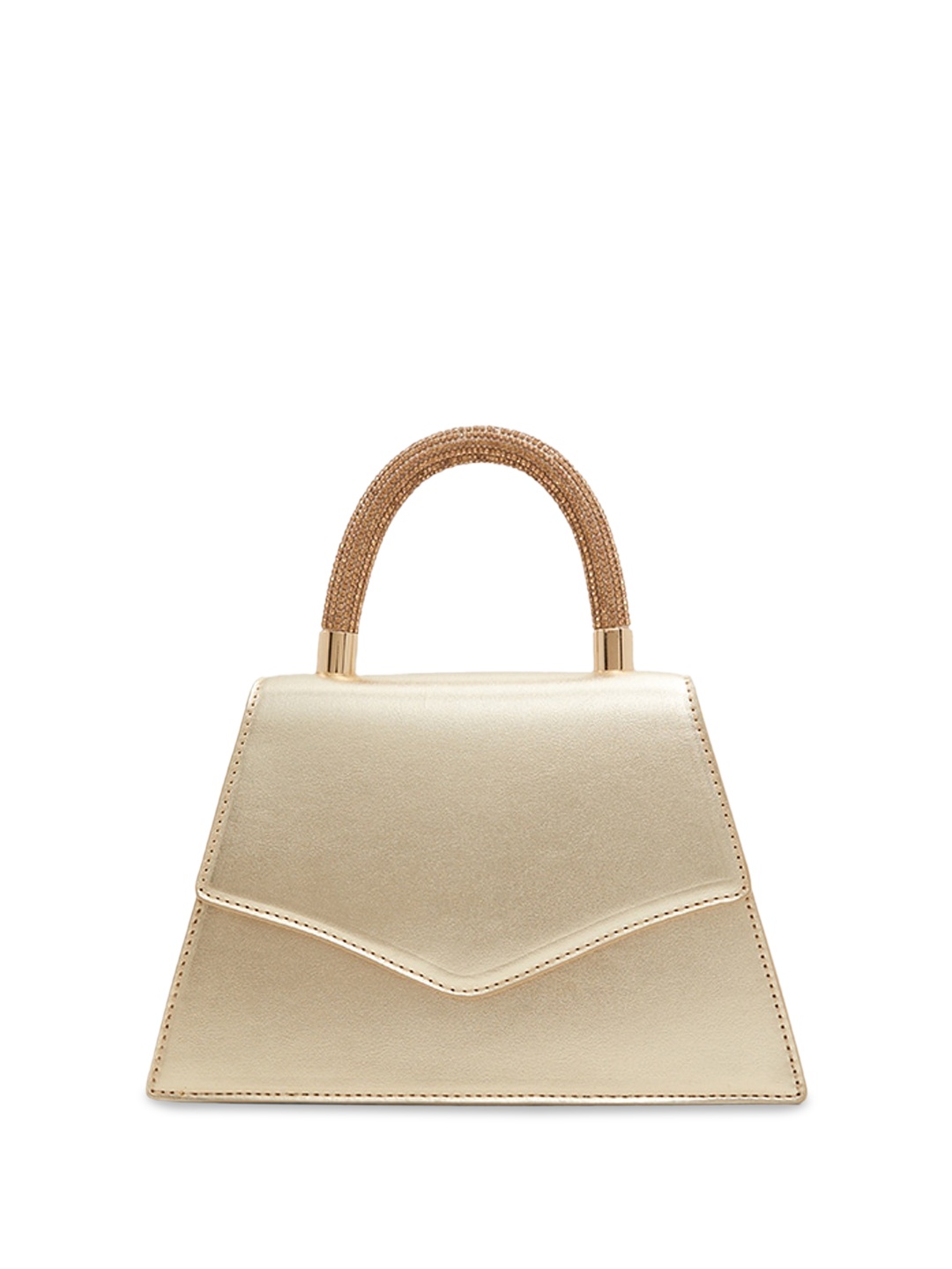 

Call It Spring Textured Structured Handheld Bag with Bow Detail, Gold