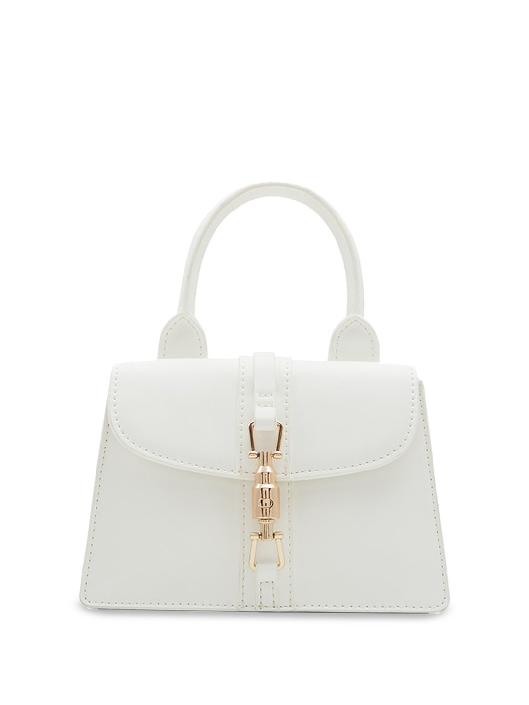 

Call It Spring Textured Bowling Handheld Bag with Cut Work, White