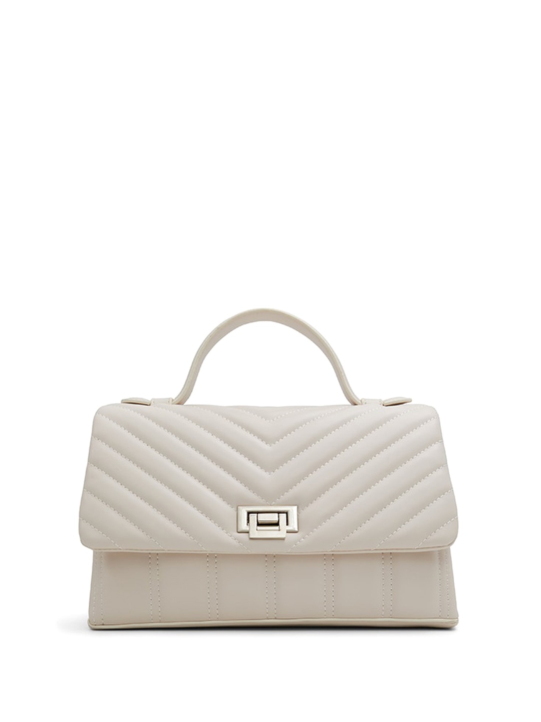 

Call It Spring Textured Structured Satchel with Quilted, Off white