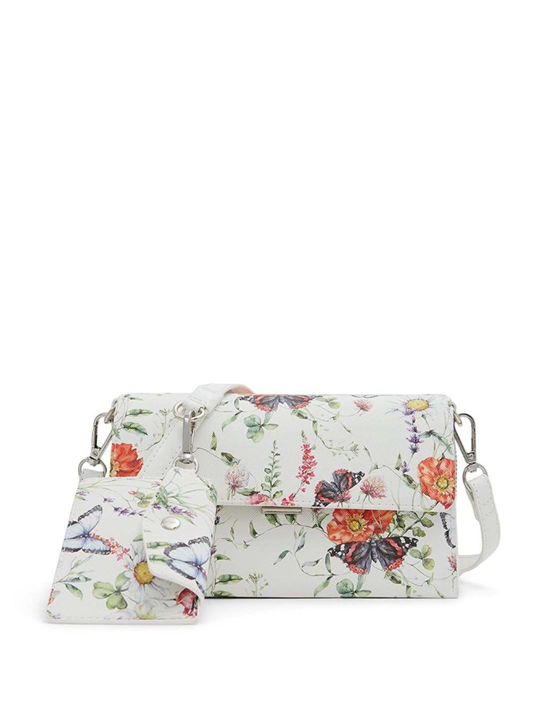 

Call It Spring Floral Printed Bowling Sling Bag, White