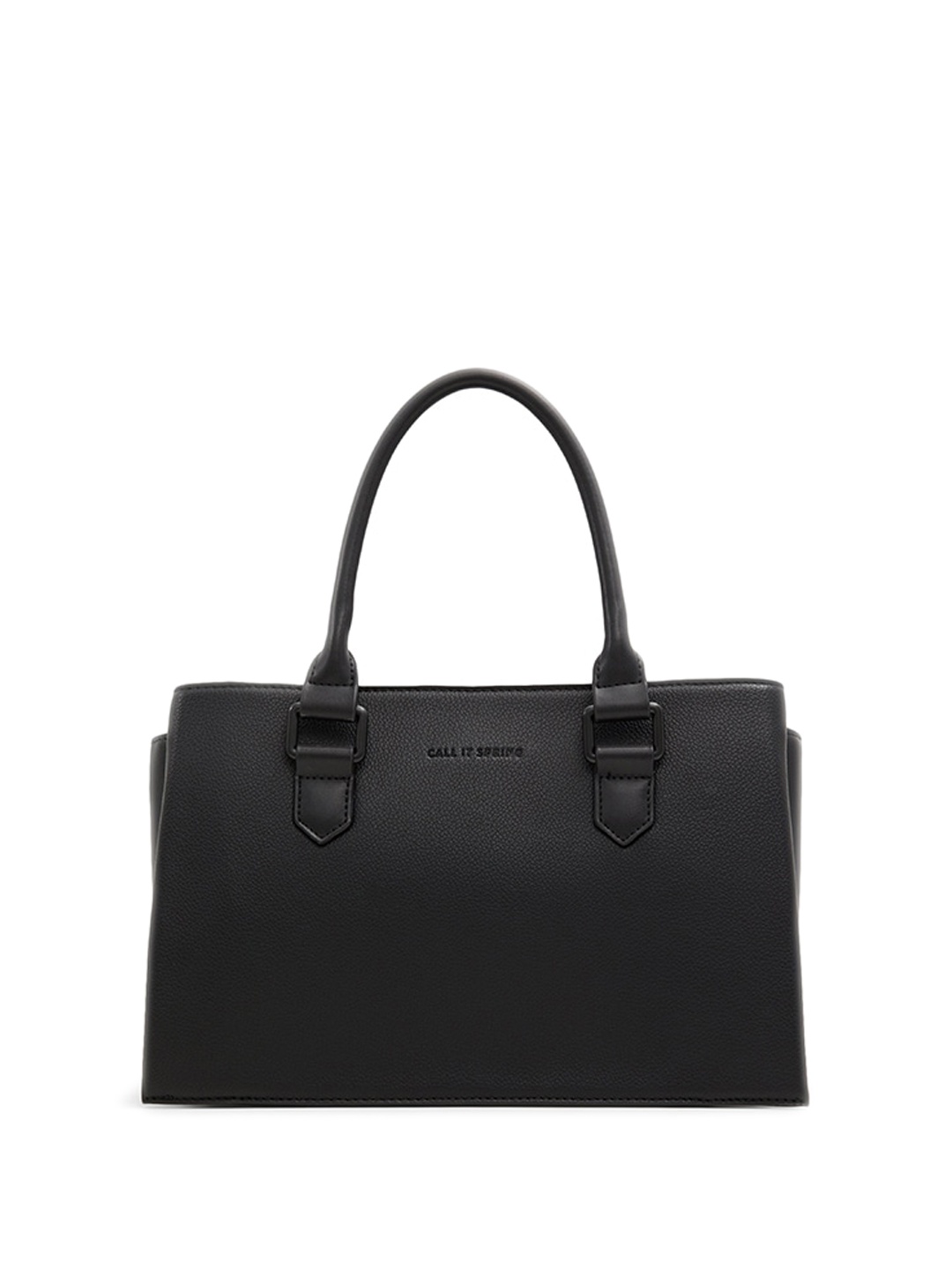 

Call It Spring Textured Oversized Shopper Handheld Bag with Cut Work, Black