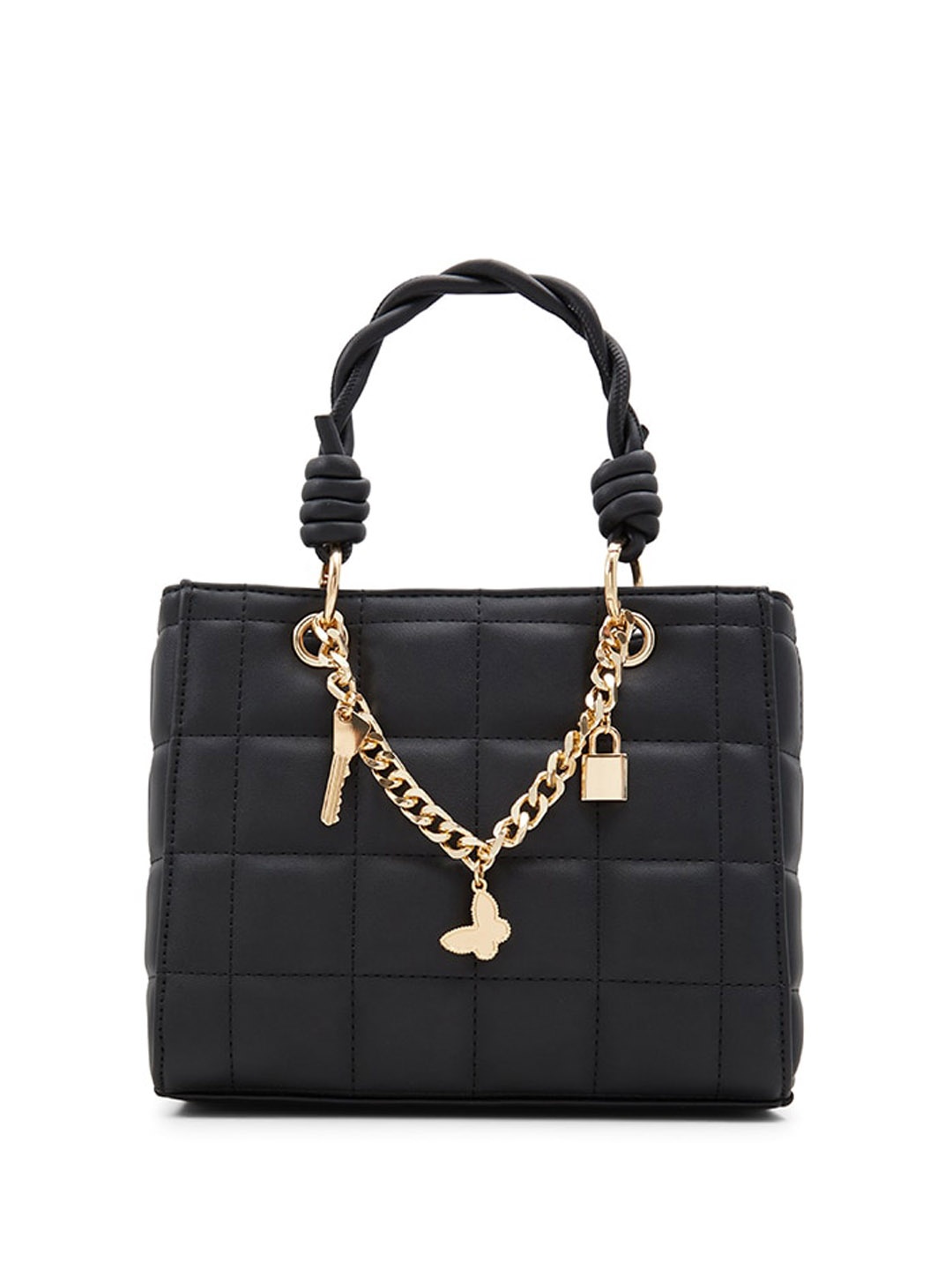 

Call It Spring Textured Structured Handheld Bag with Quilted, Black