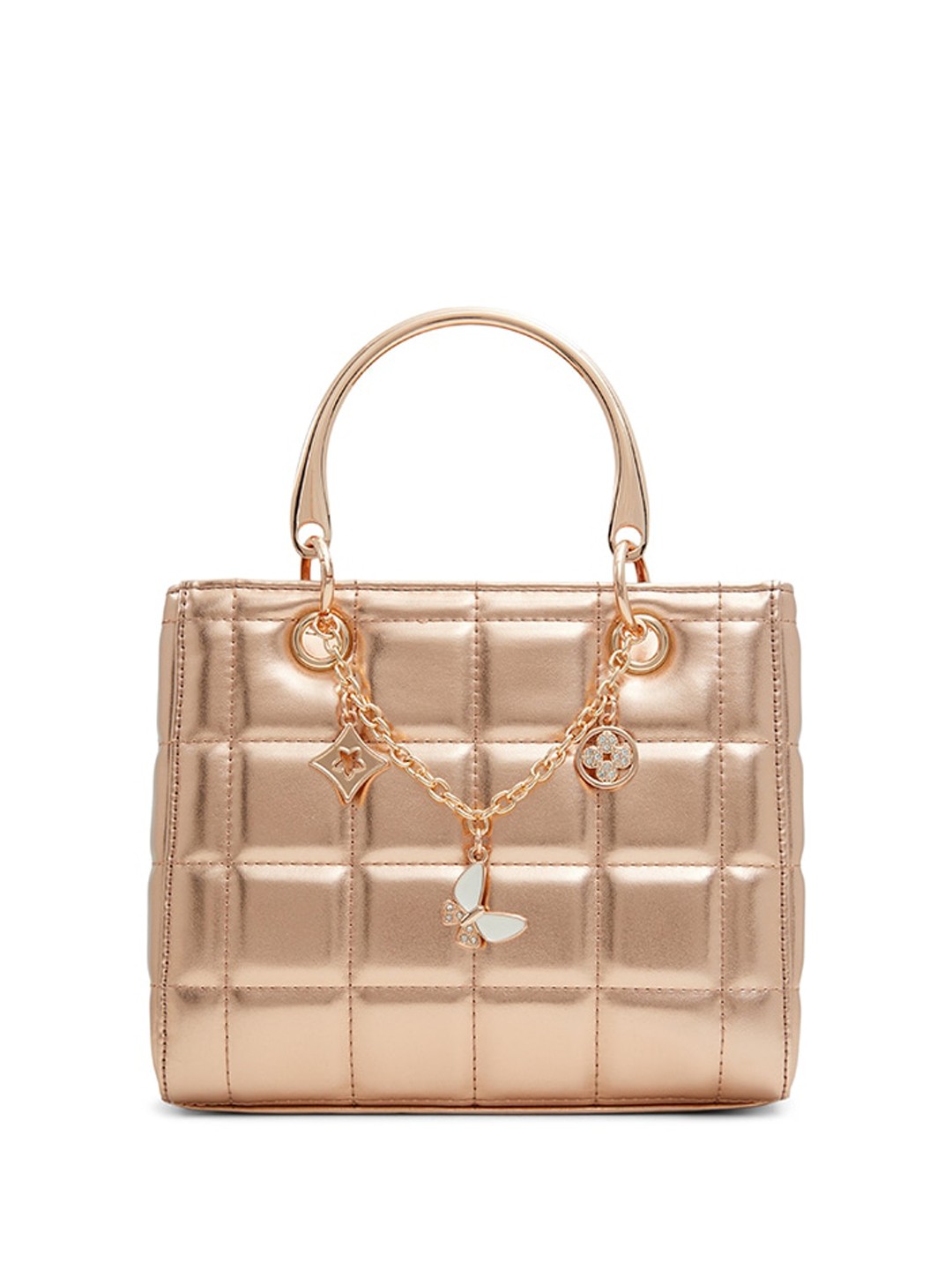 

Call It Spring Checked Structured Handheld Bag with Cut Work, Pink