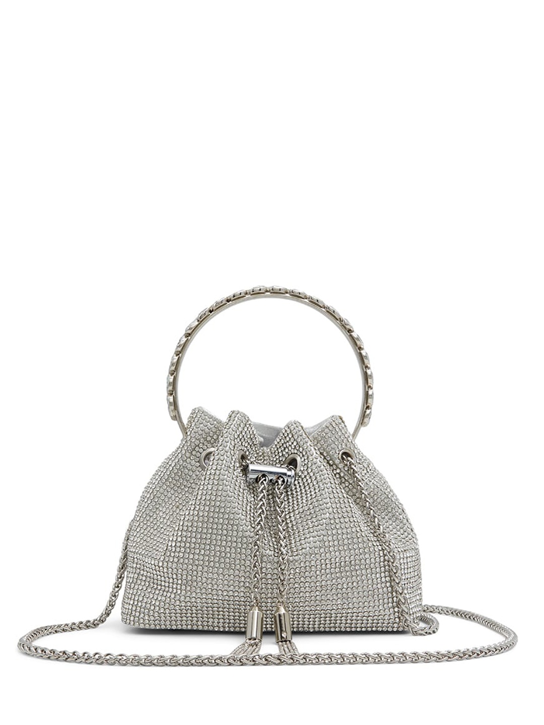 

Call It Spring Embellished Bucket Sling Bag, Silver