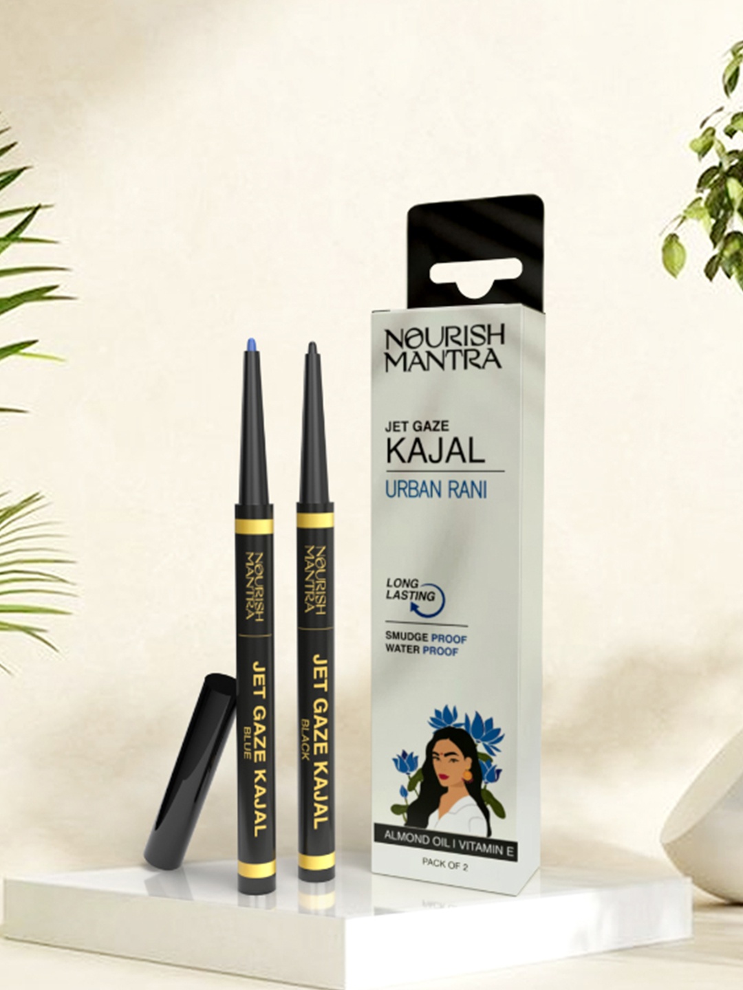 

Nourish Mantra Set Of 2 Jet Gaze Urban Rani Kajal 0.35g - Black & Blue