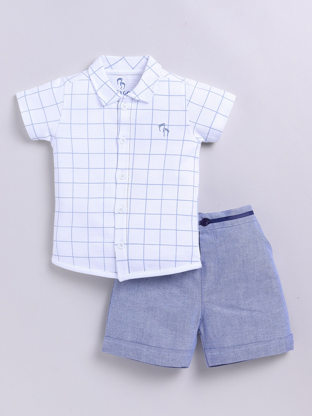 

BABY GO Boys Checked T-shirt With Shorts, Blue