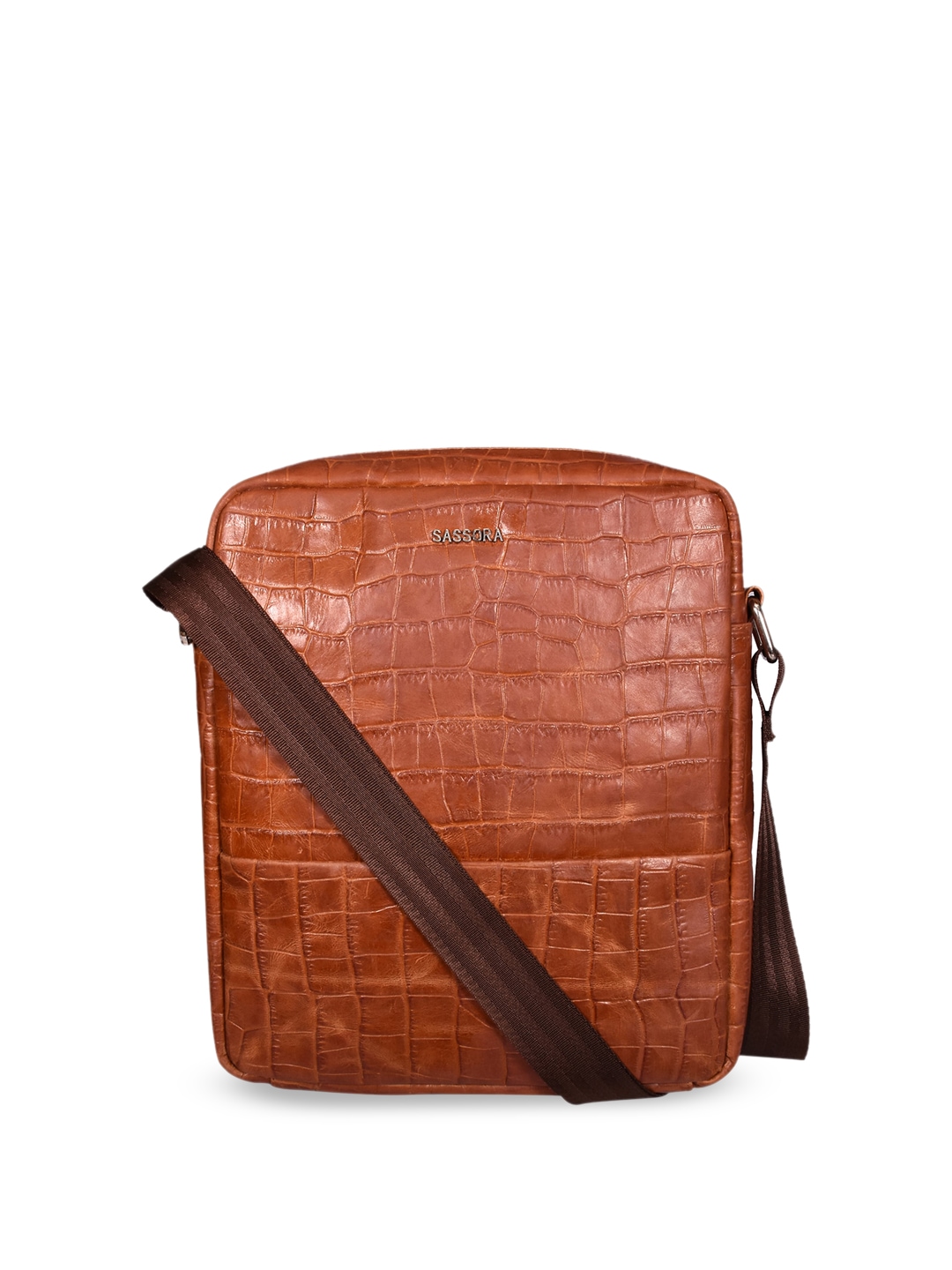 

Sassora Textured Leather Structured Handheld Bag, Tan