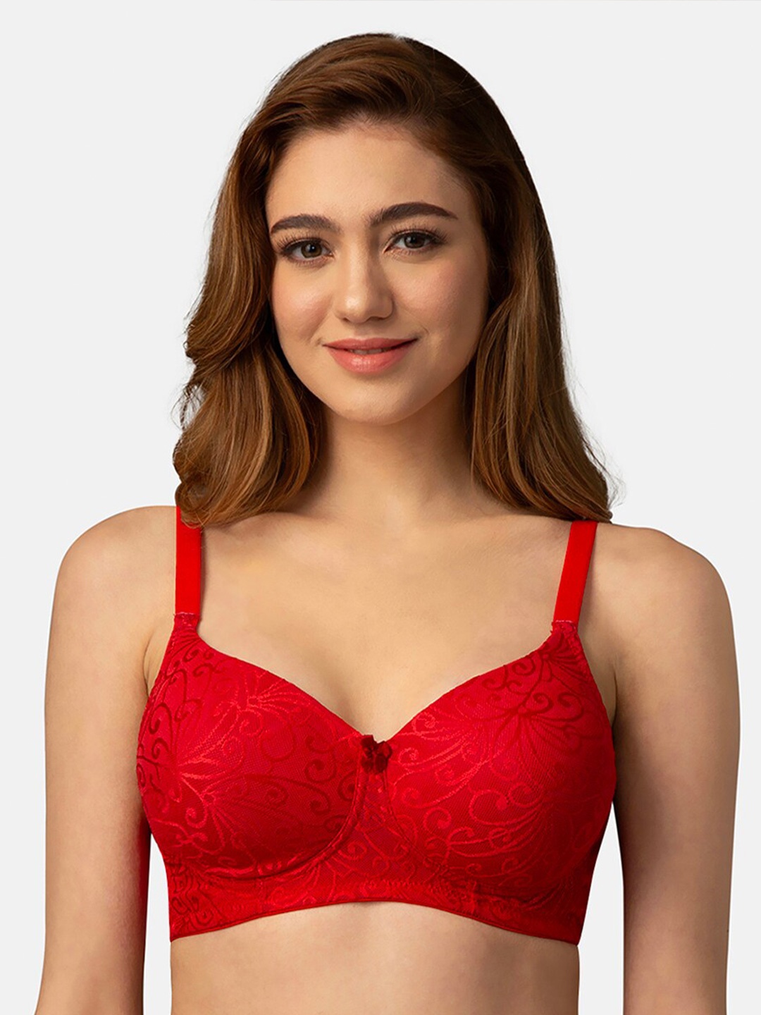 

intimacy LINGERIE Medium Coverage Lightly Padded Cotton Everyday Bra With All Day Comfort, Red