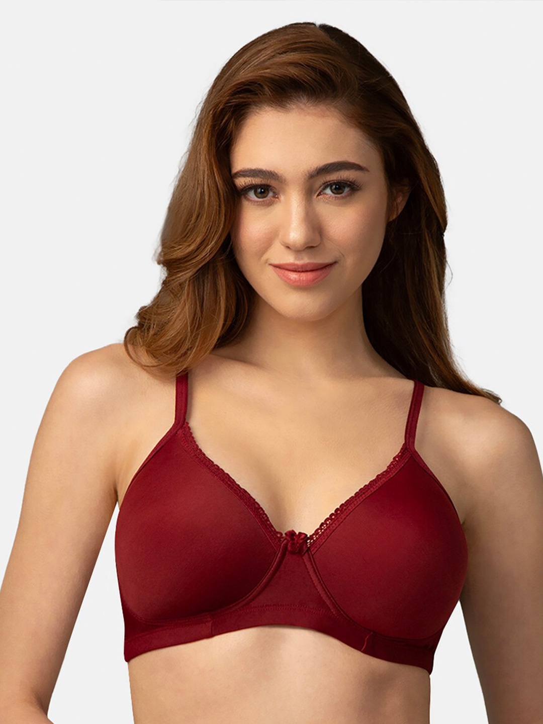 

intimacy LINGERIE Medium Coverage Lightly Padded Cotton Everyday Bra With All Day Comfort, Maroon