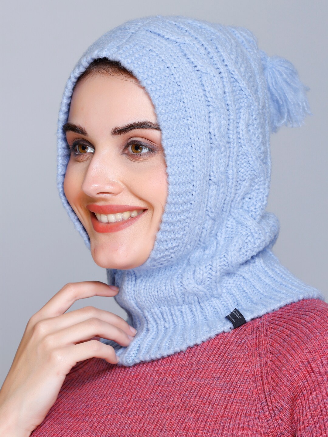 

513 Women Self Design Acrylic Balaclava, Blue