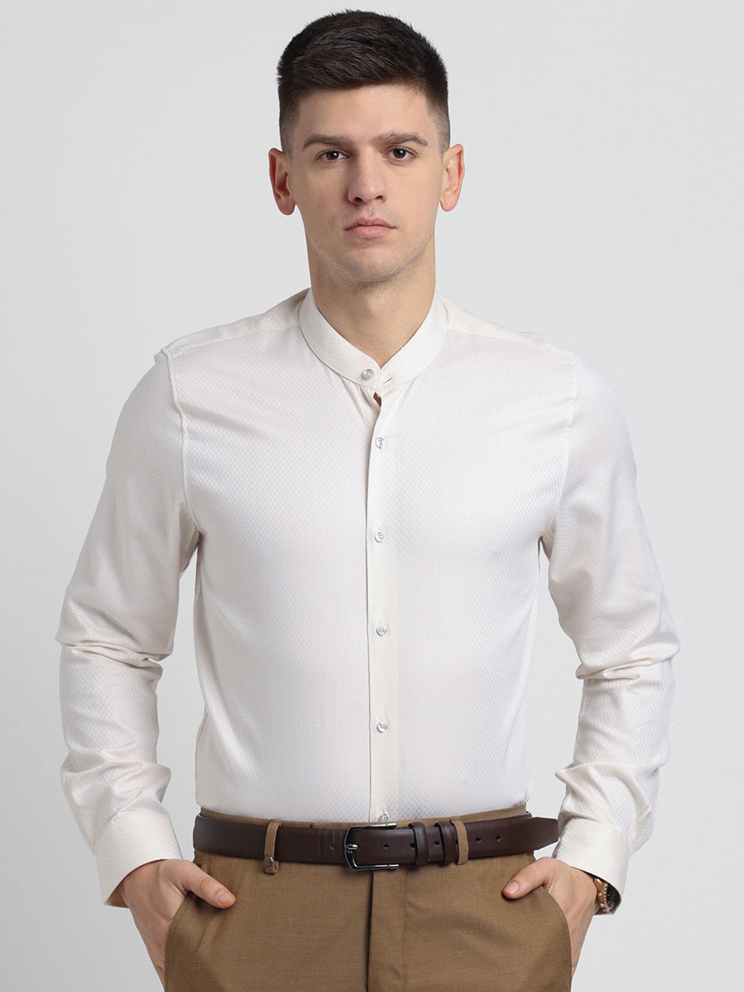 

Turtle Men Classic Slim Fit Opaque Formal Shirt, White
