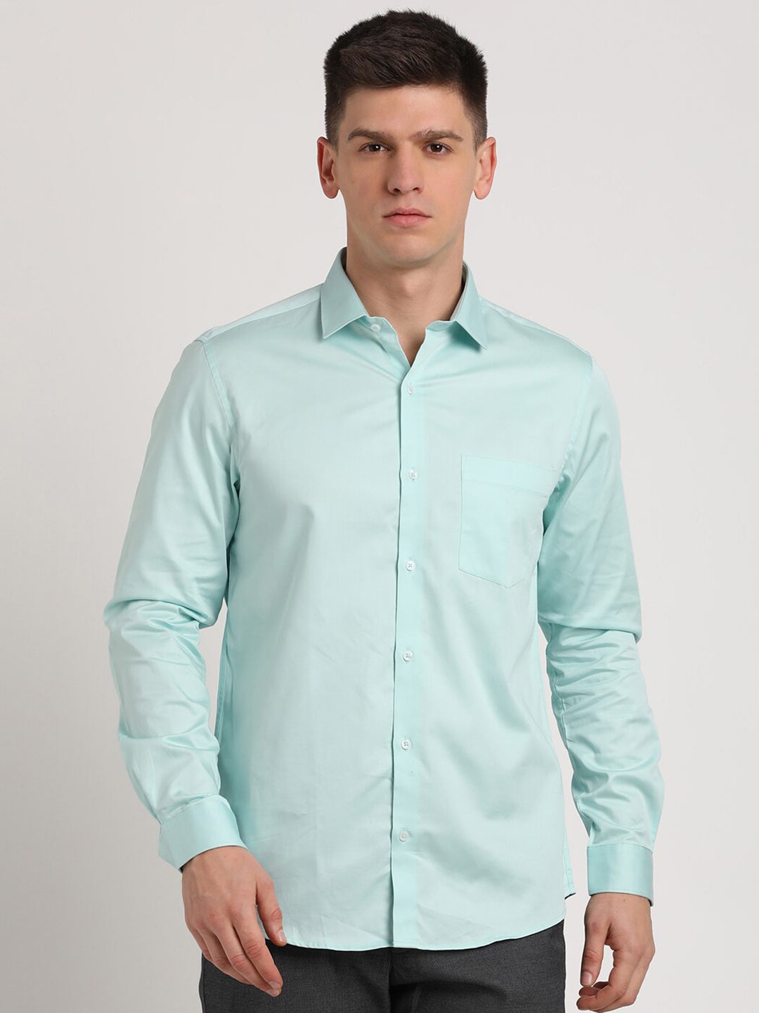 

Turtle Men Classic Slim Fit Opaque Party Shirt, Sea green