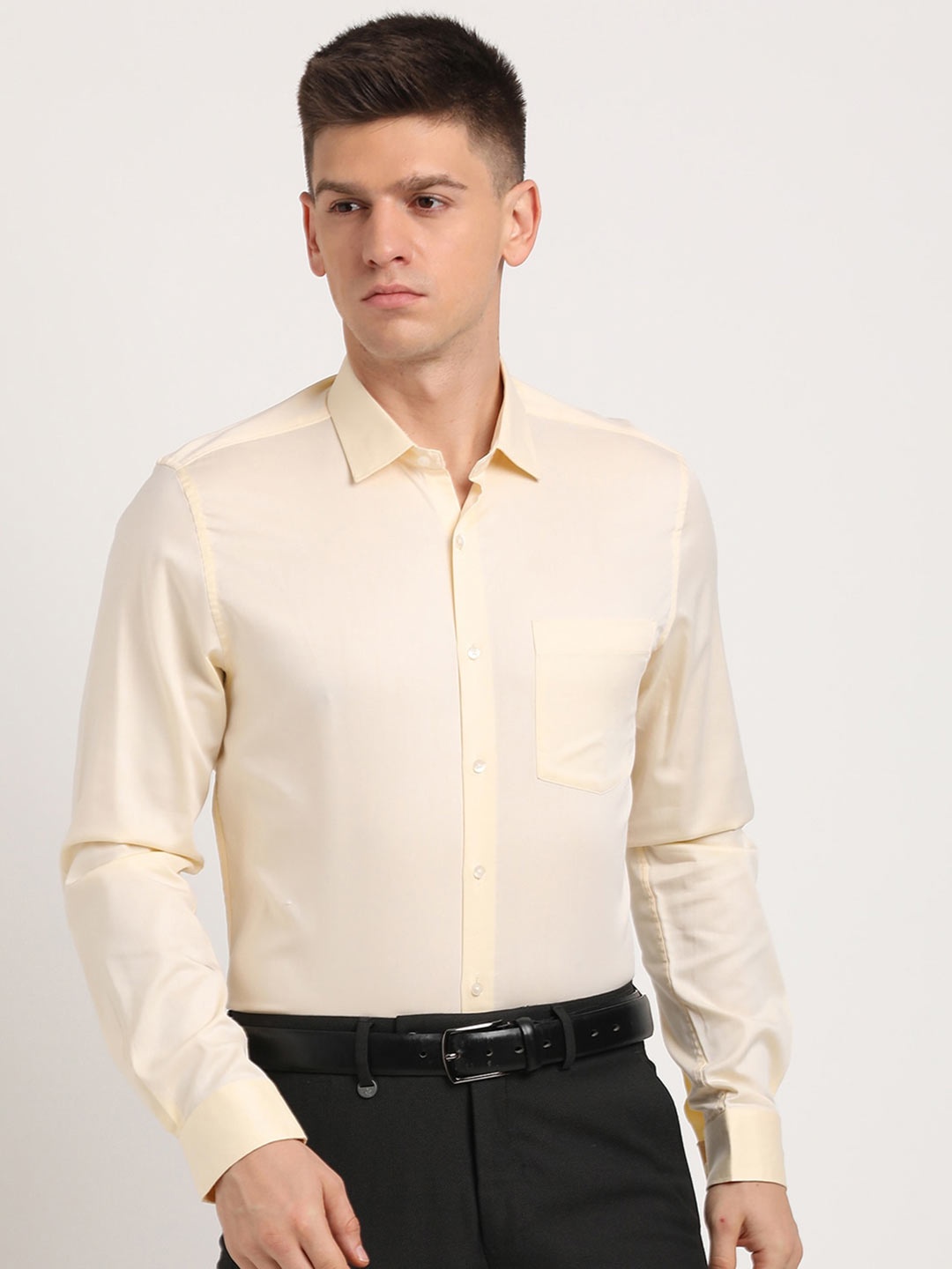 

Turtle Men Classic Slim Fit Opaque Party Shirt, Cream