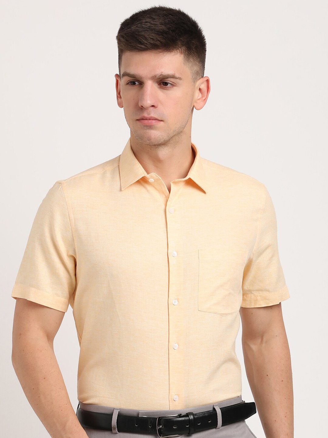 

Turtle Men Classic Opaque Formal Shirt, Yellow