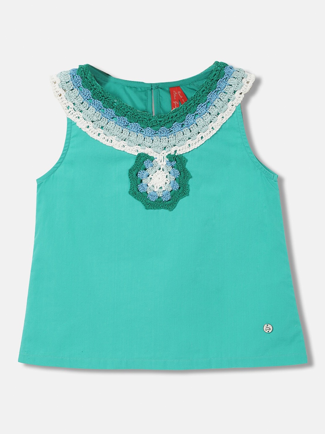 

Blue Giraffe Cotton Blouson Top, Green