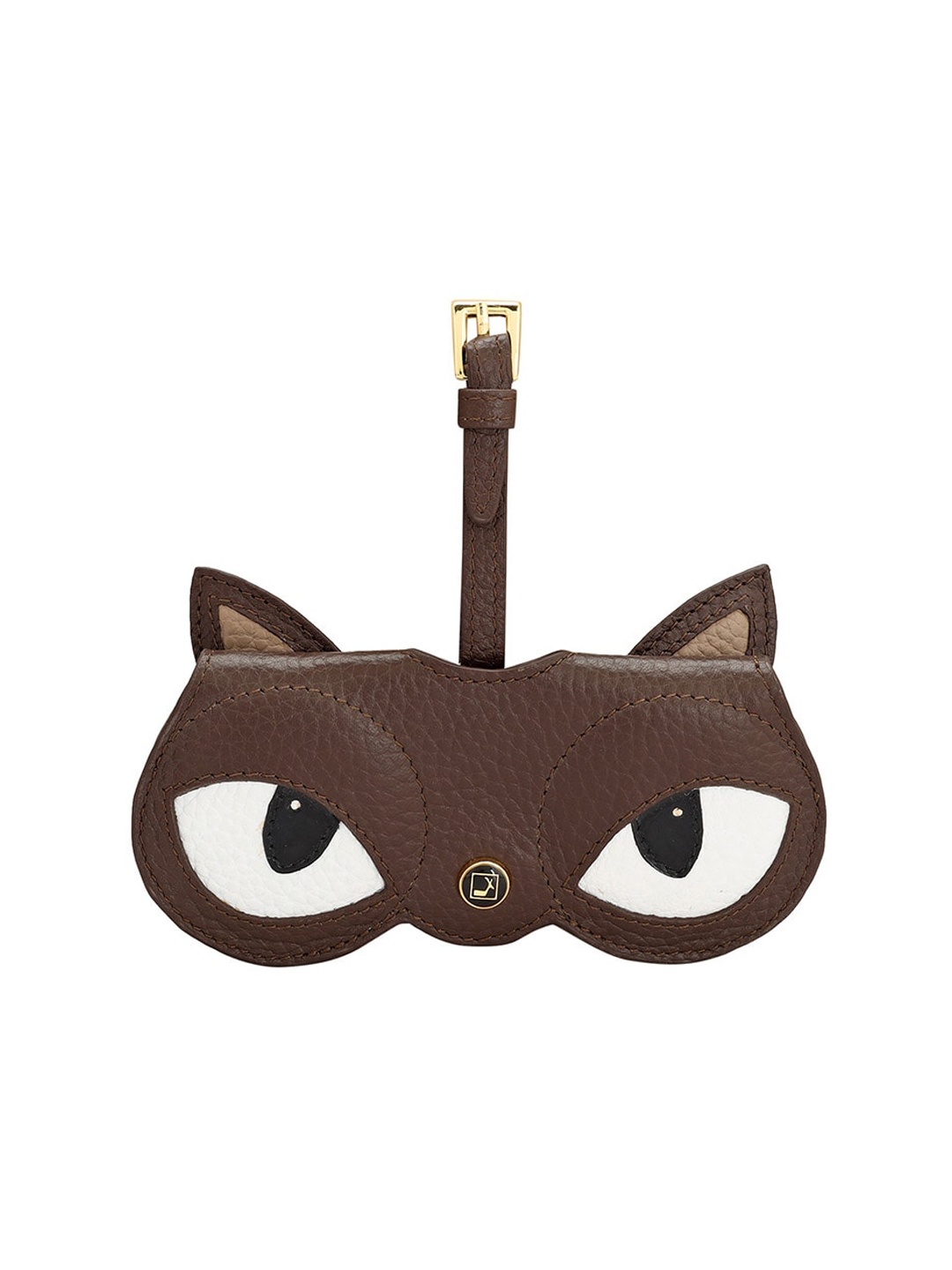 

Da Milano Printed Leather Self Design Sunglasses Case, Brown