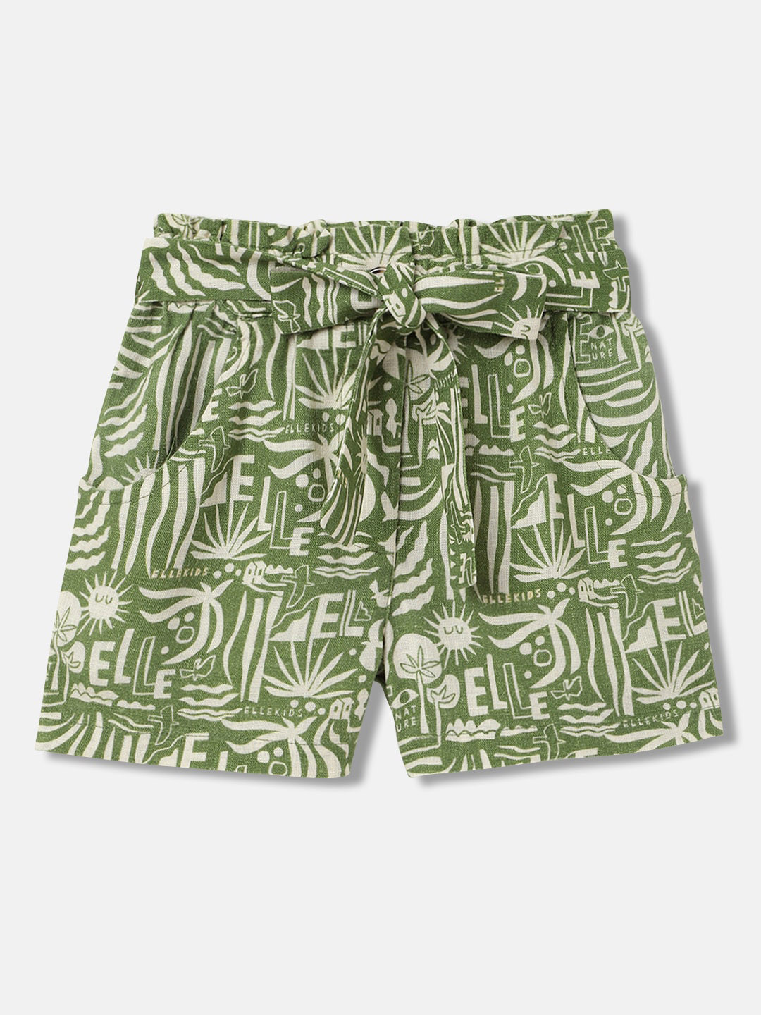 

ELLE Girls Floral Printed Loose Fit Shorts, Green