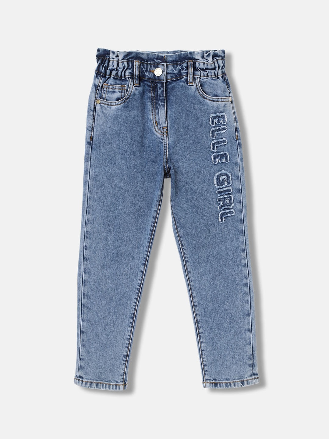 

ELLE Girls Slouchy Fit Patchwork Stretchable Jeans, Blue