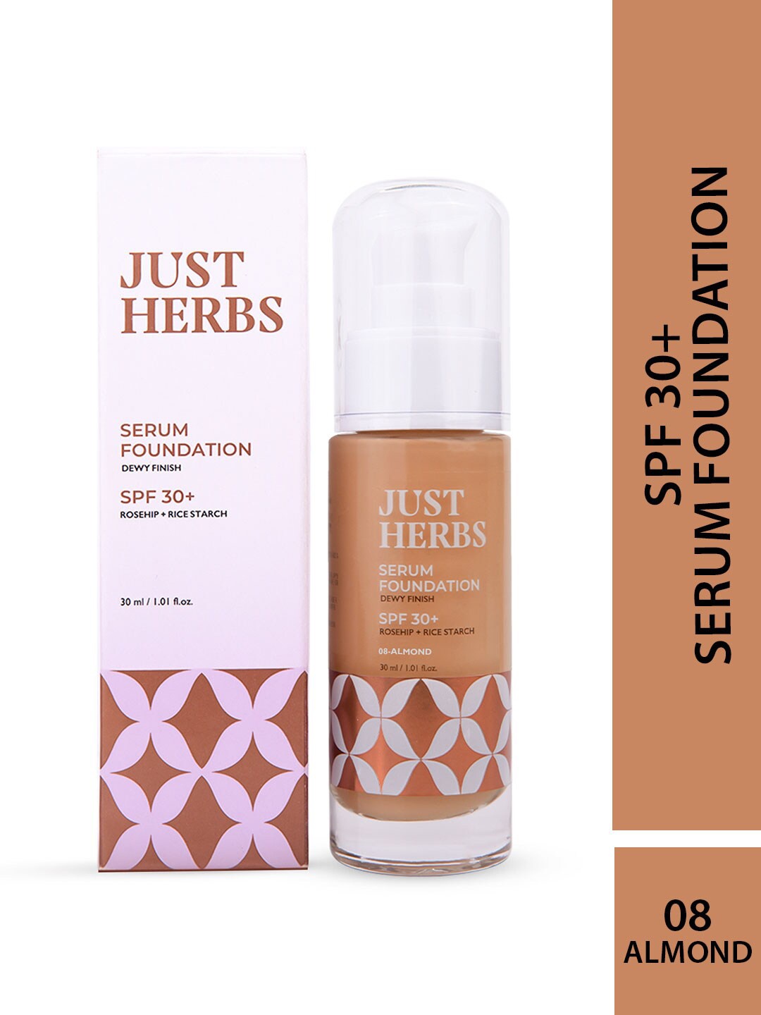 

Just Herbs Dewy Finish Serum Foundation SPF30+ 30ml - 08- Almond, Brown