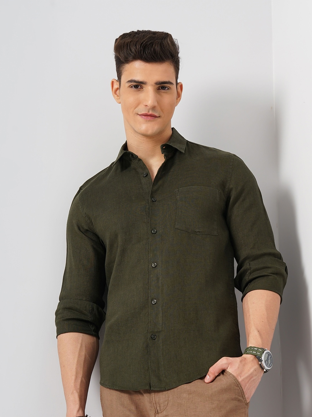 

Celio Men Classic Opaque Casual Shirt, Green