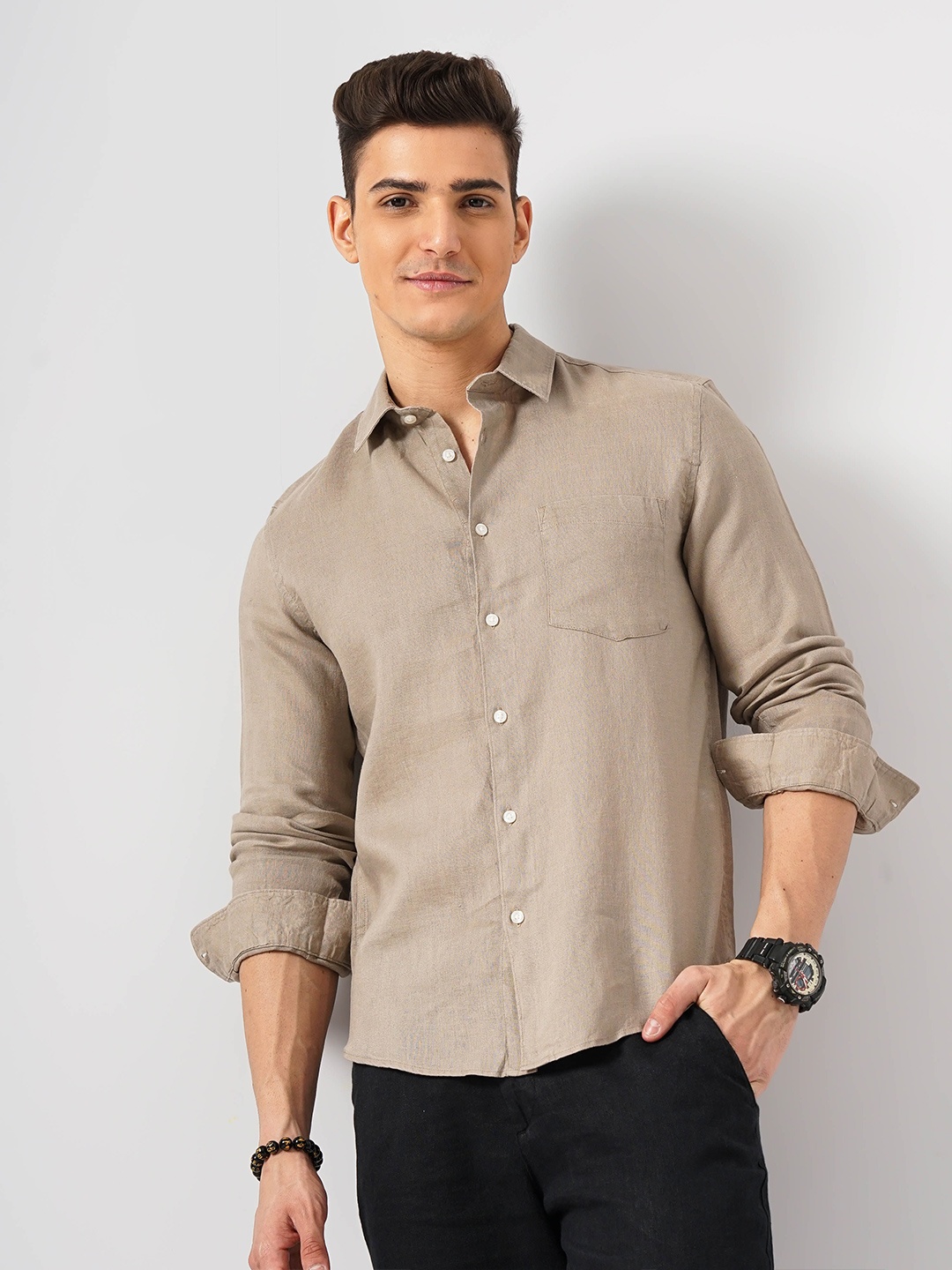 

Celio Men Classic Opaque Casual Shirt, Beige