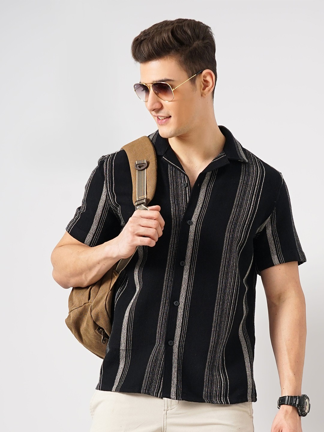 

Celio Men Classic Opaque Striped Casual Shirt, Black
