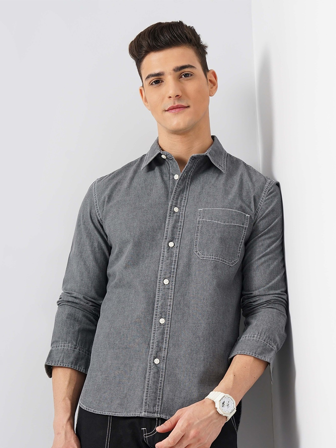 

Celio Men Classic Opaque Casual Shirt, Grey