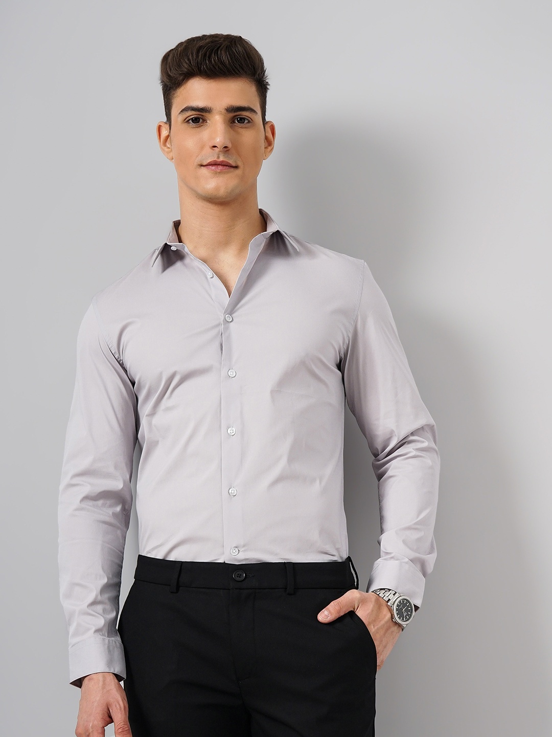 

Celio Men Classic Slim Fit Opaque Casual Shirt, Grey