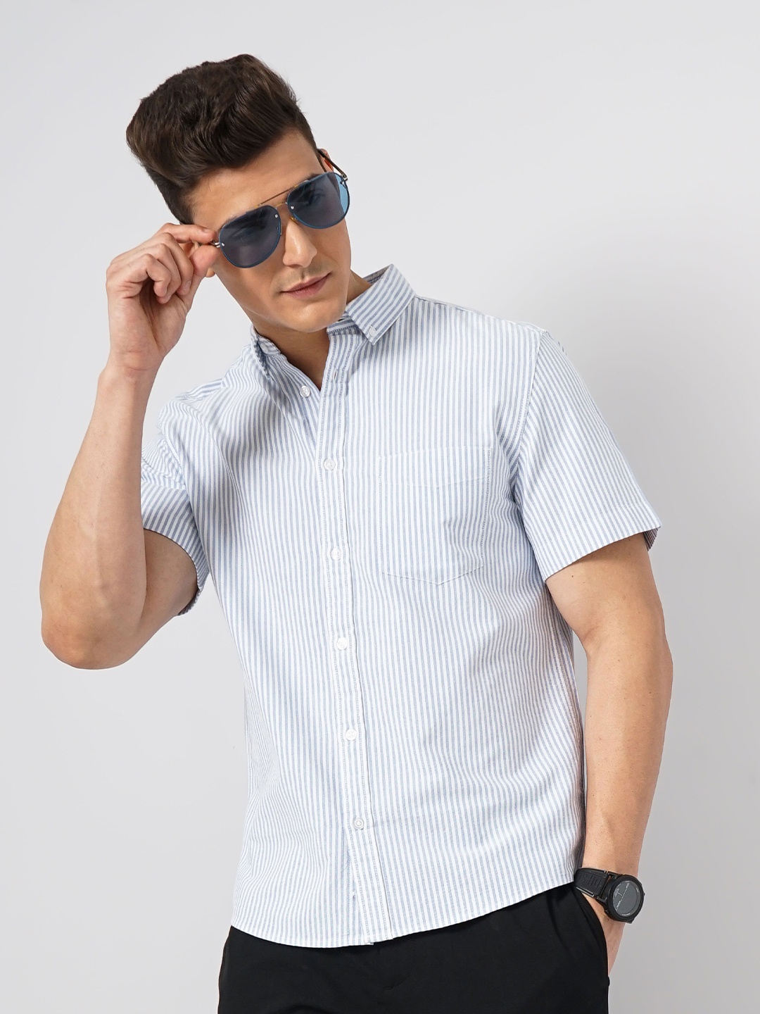 

Celio Men Classic Opaque Striped Casual Shirt, Blue