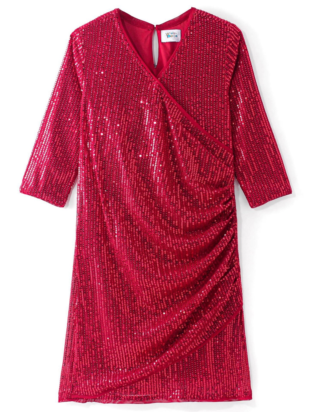 

Hola Bonita Embellished Net A-Line Dress, Red